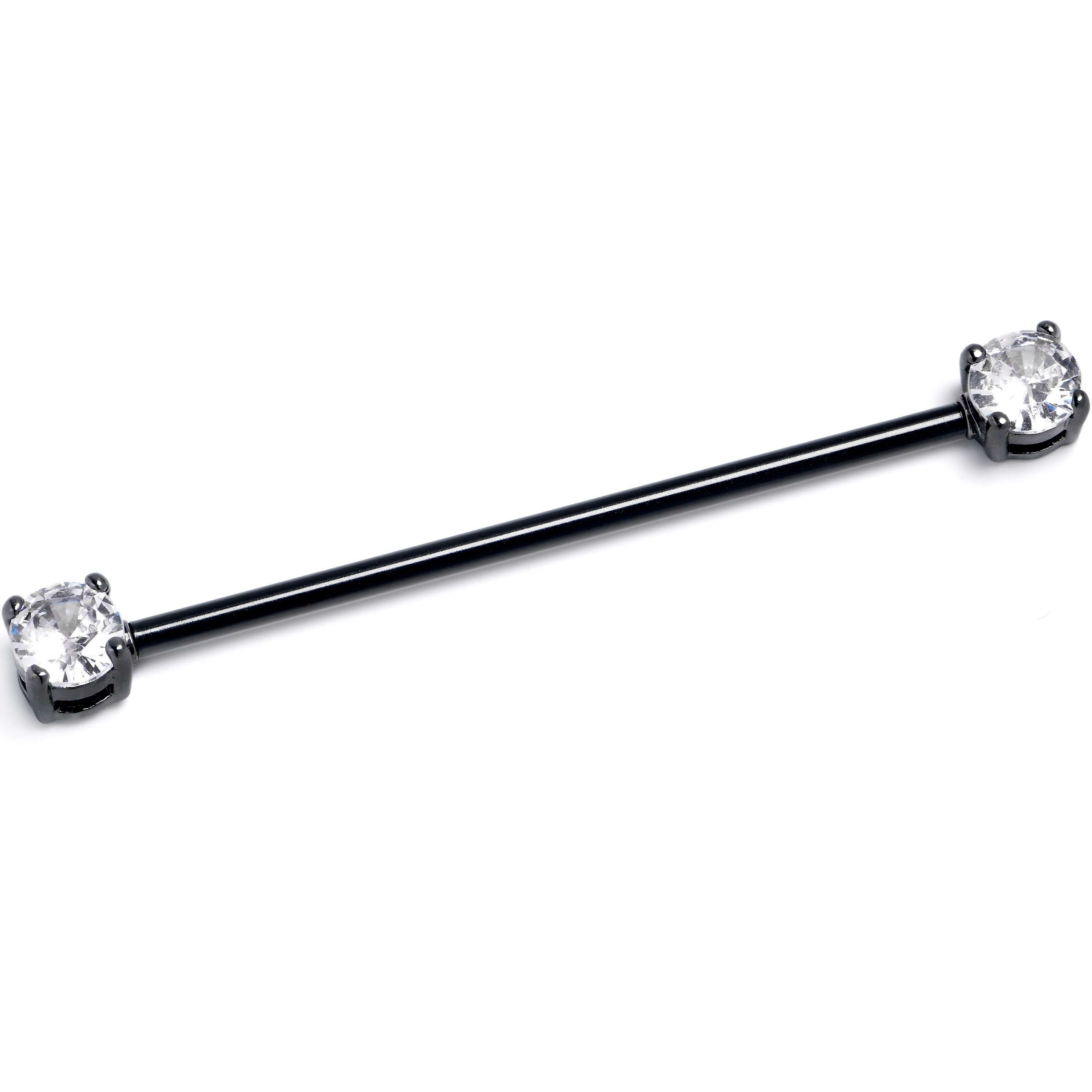 14G Clear CZ Gem Black Internally Threaded Industrial Barbell 38mm