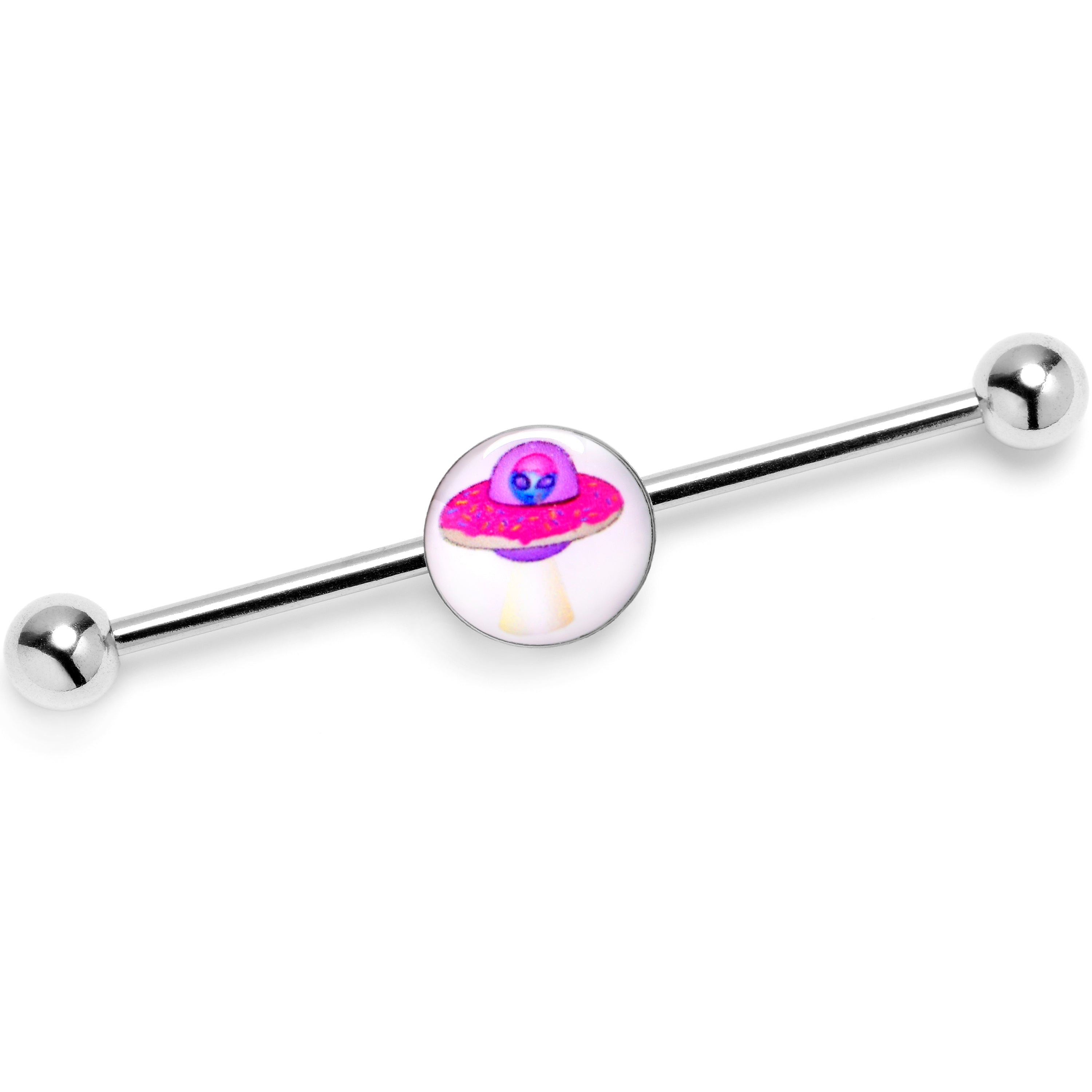 14G UFO Alien Ship Industrial Barbell 38mm