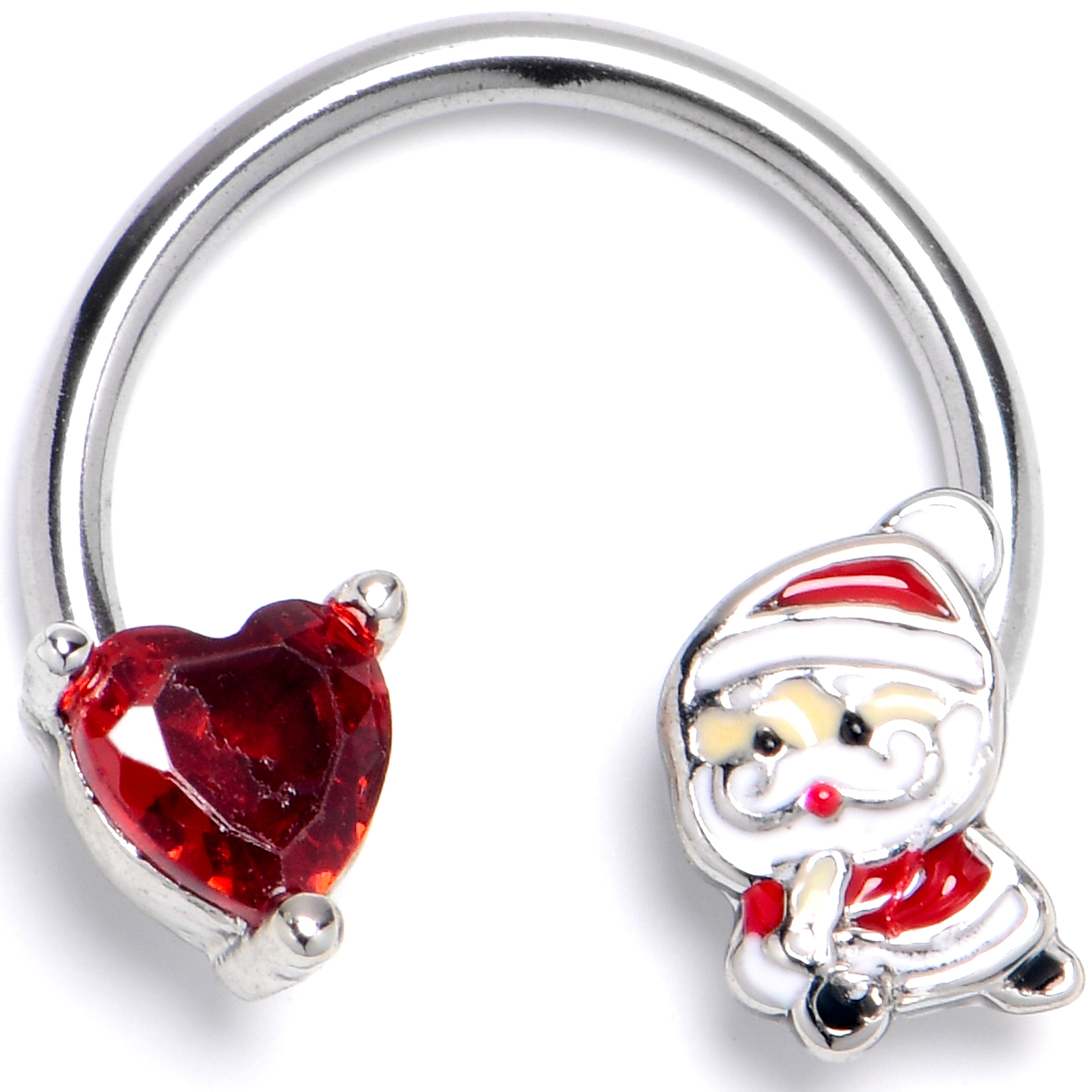 16G 3/8 Red Gem Santa Bag Heart Horseshoe Circular Barbell