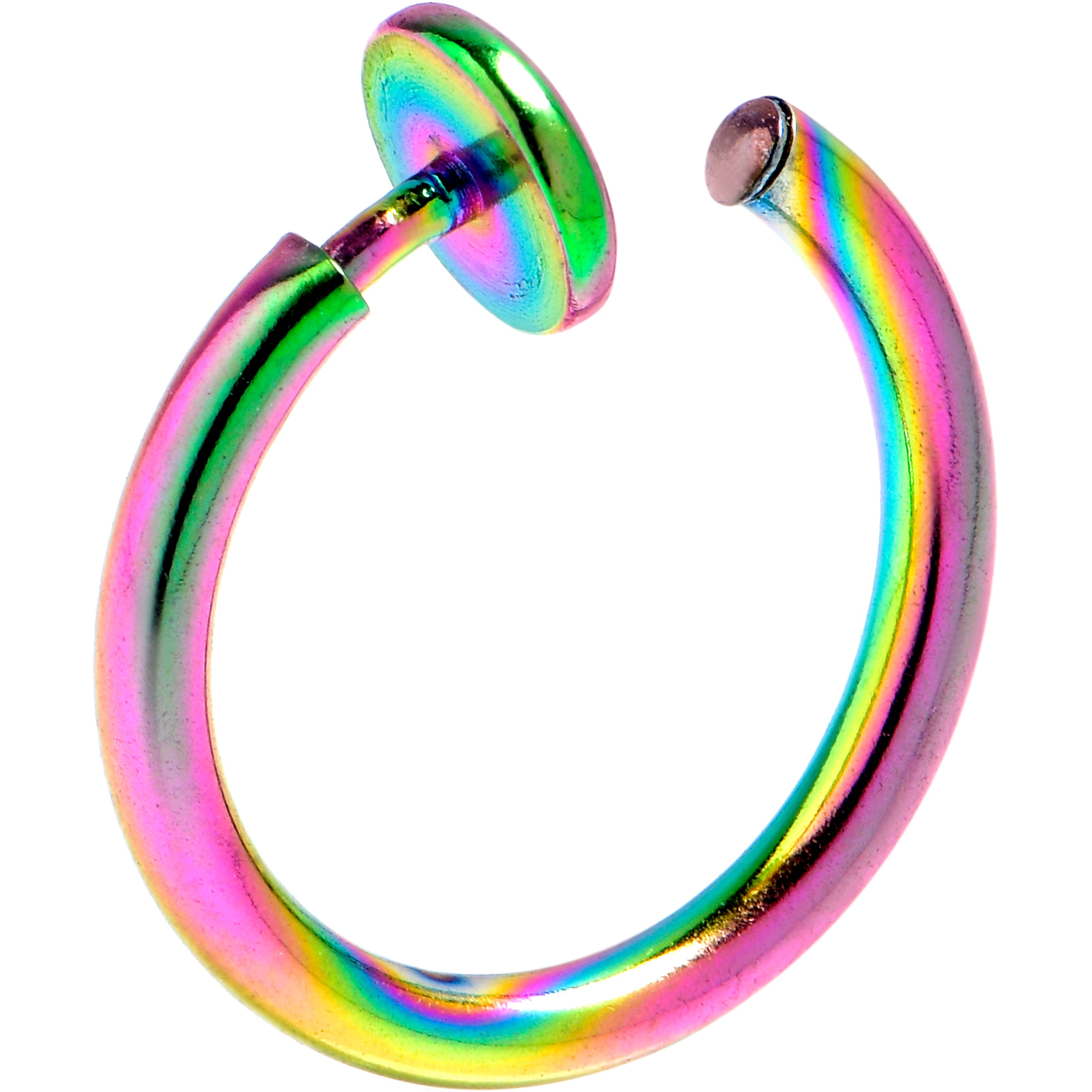 Rainbow Clip On Fake Nose Ring
