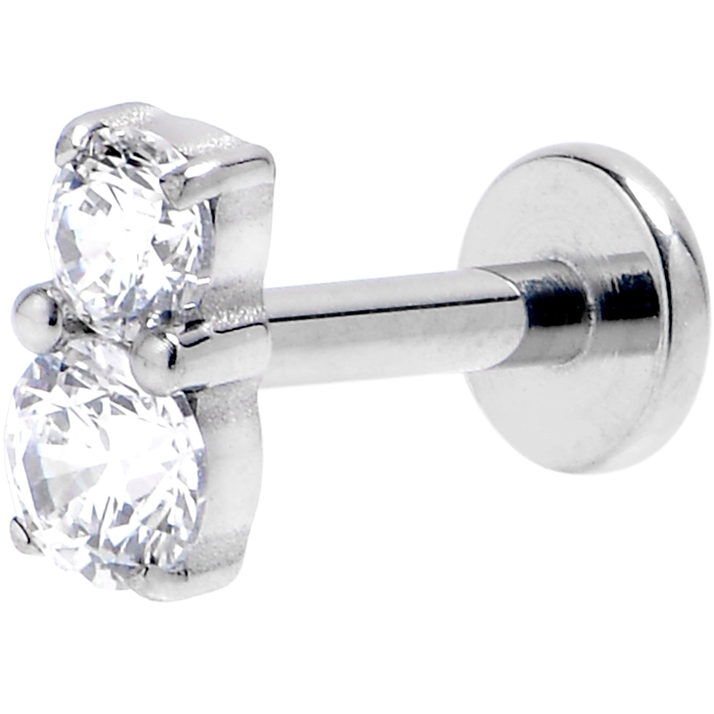 16G 1/4 Clear Gem G23 Titanium Threadless Push In Labret Tragus