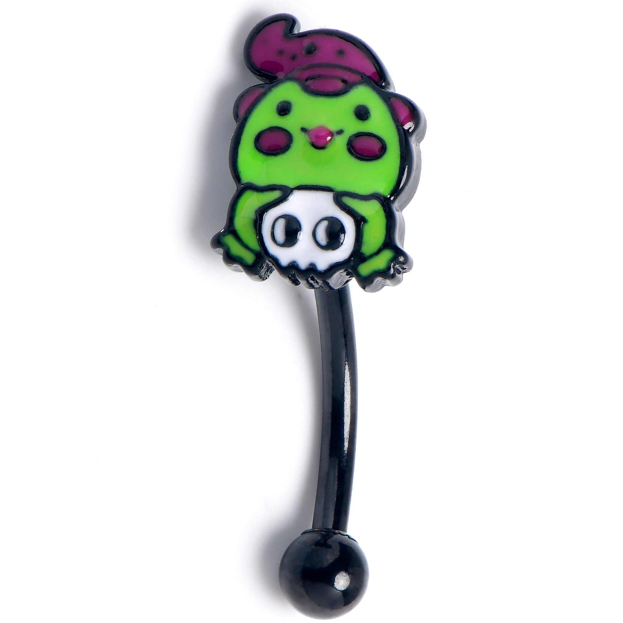 16G 5/6 Witch Frog Skull Halloween Curved Eyebrow Ring