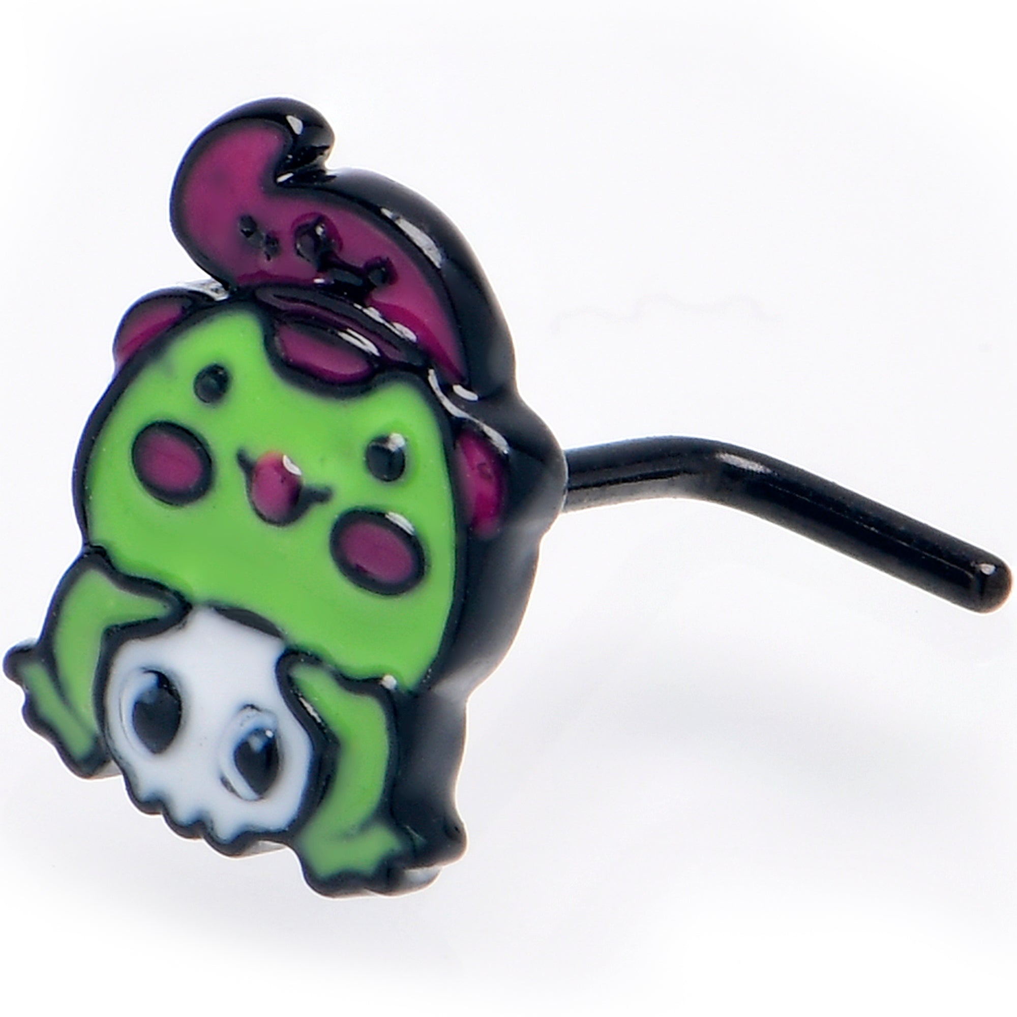 20G 7mm Witch Frog Skull Halloween L Shape Nose Ring