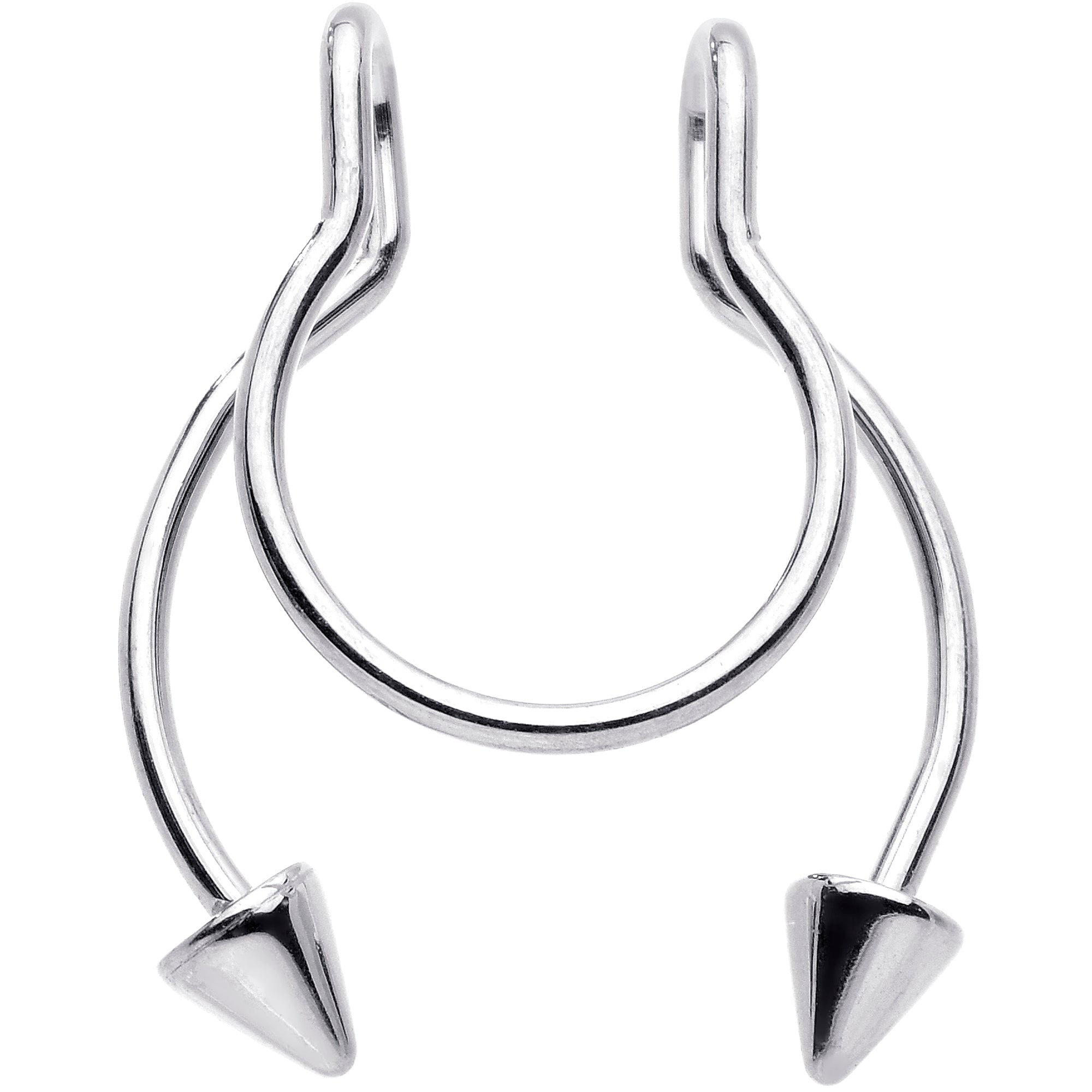 Horseshoe Cone Barbell Fake Nose Ring Nipple and Clip on Earring