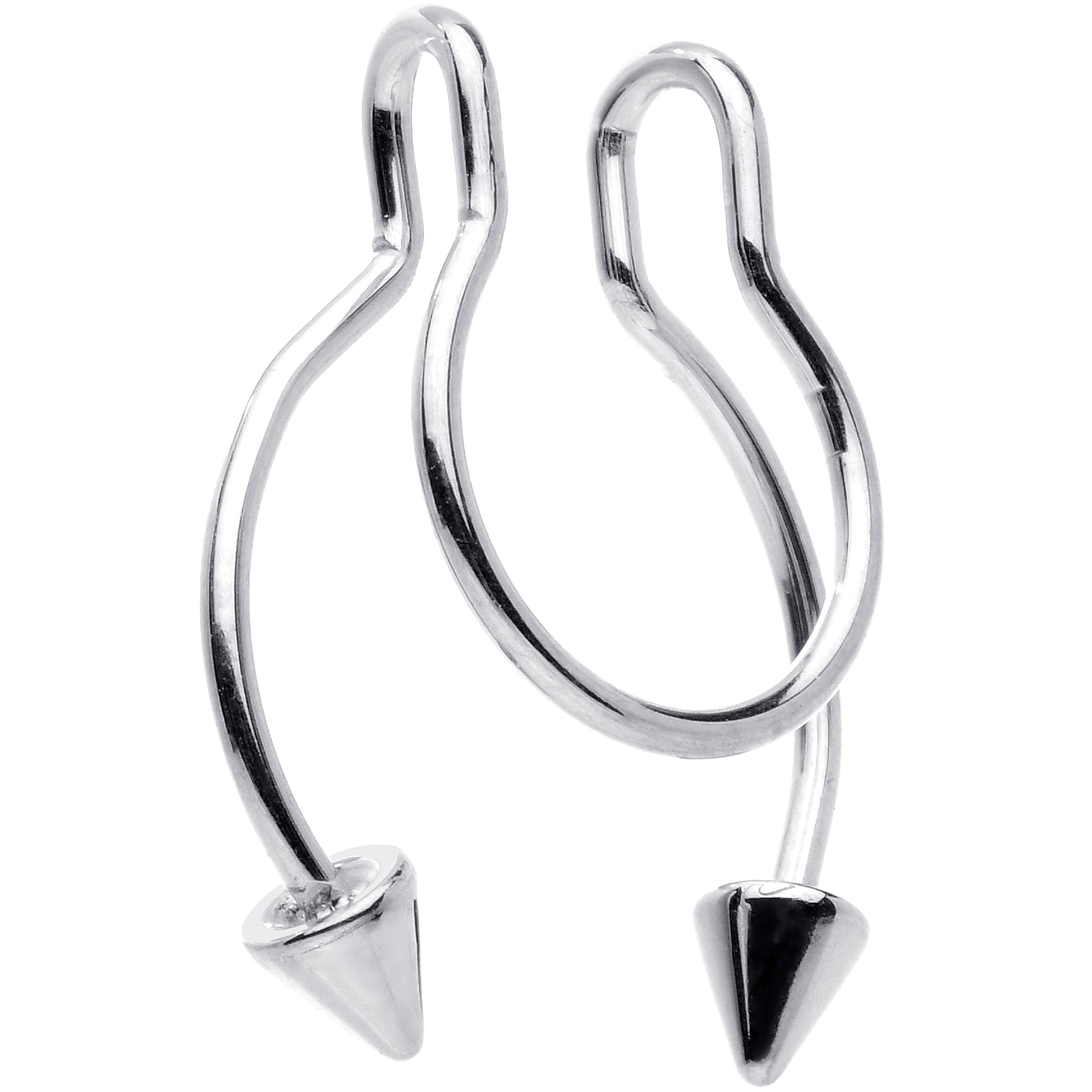 Horseshoe Cone Barbell Fake Nose Ring Nipple and Clip on Earring
