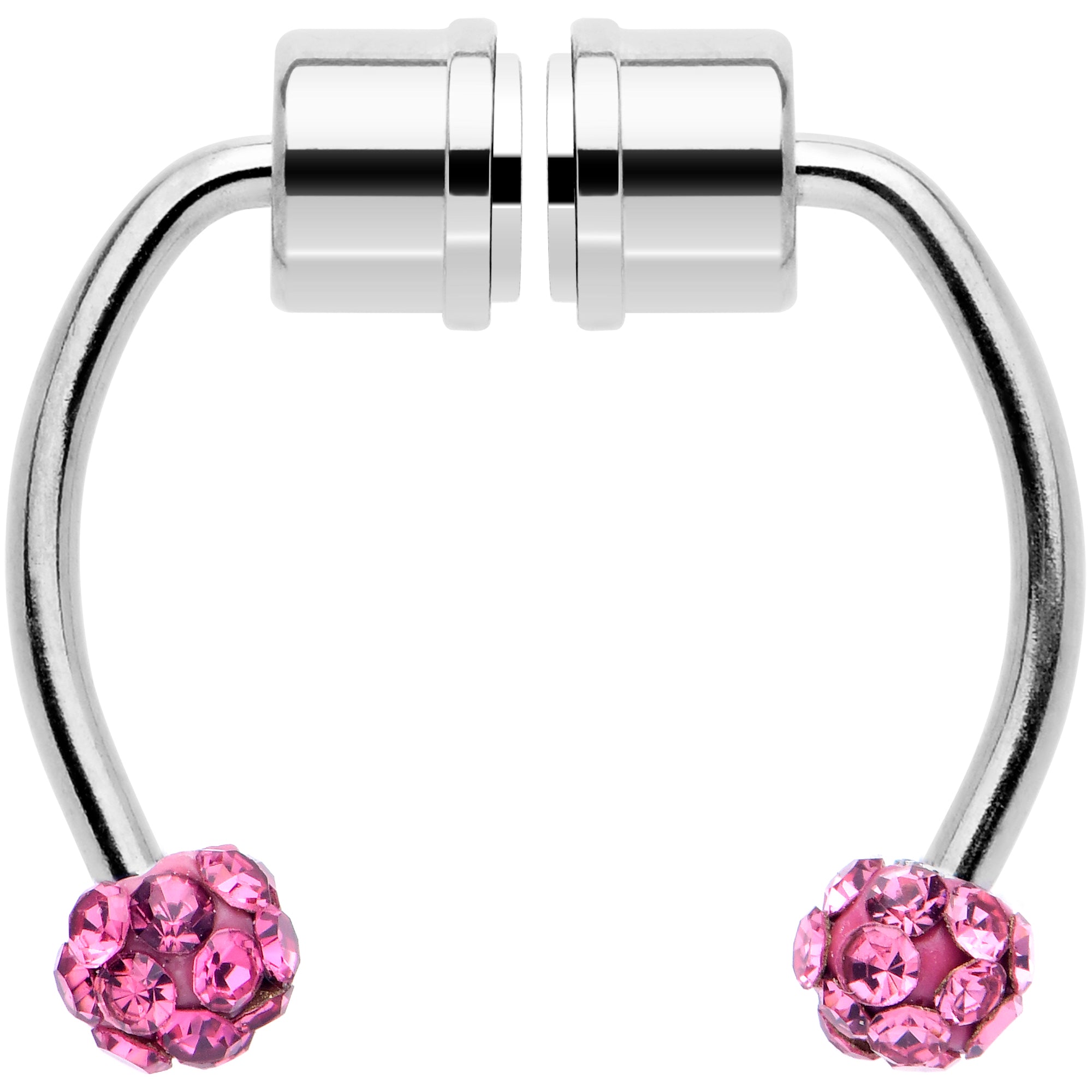 Pink Gem Magnetic Septum Ring Horseshoe Non-Pierced Fake Nose Ring Set
