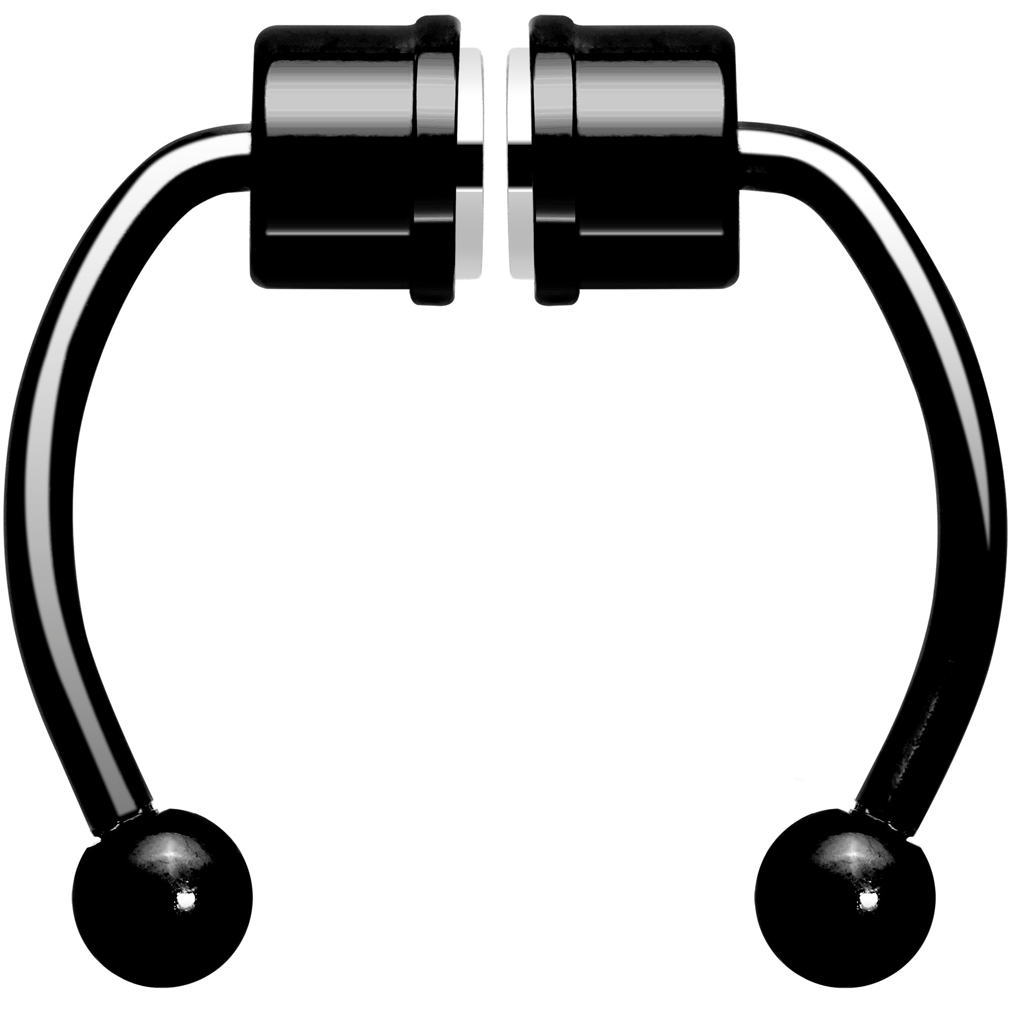 Black PVD Magnetic Septum Ring Horseshoe Non-Pierced Fake Nose Ring Set