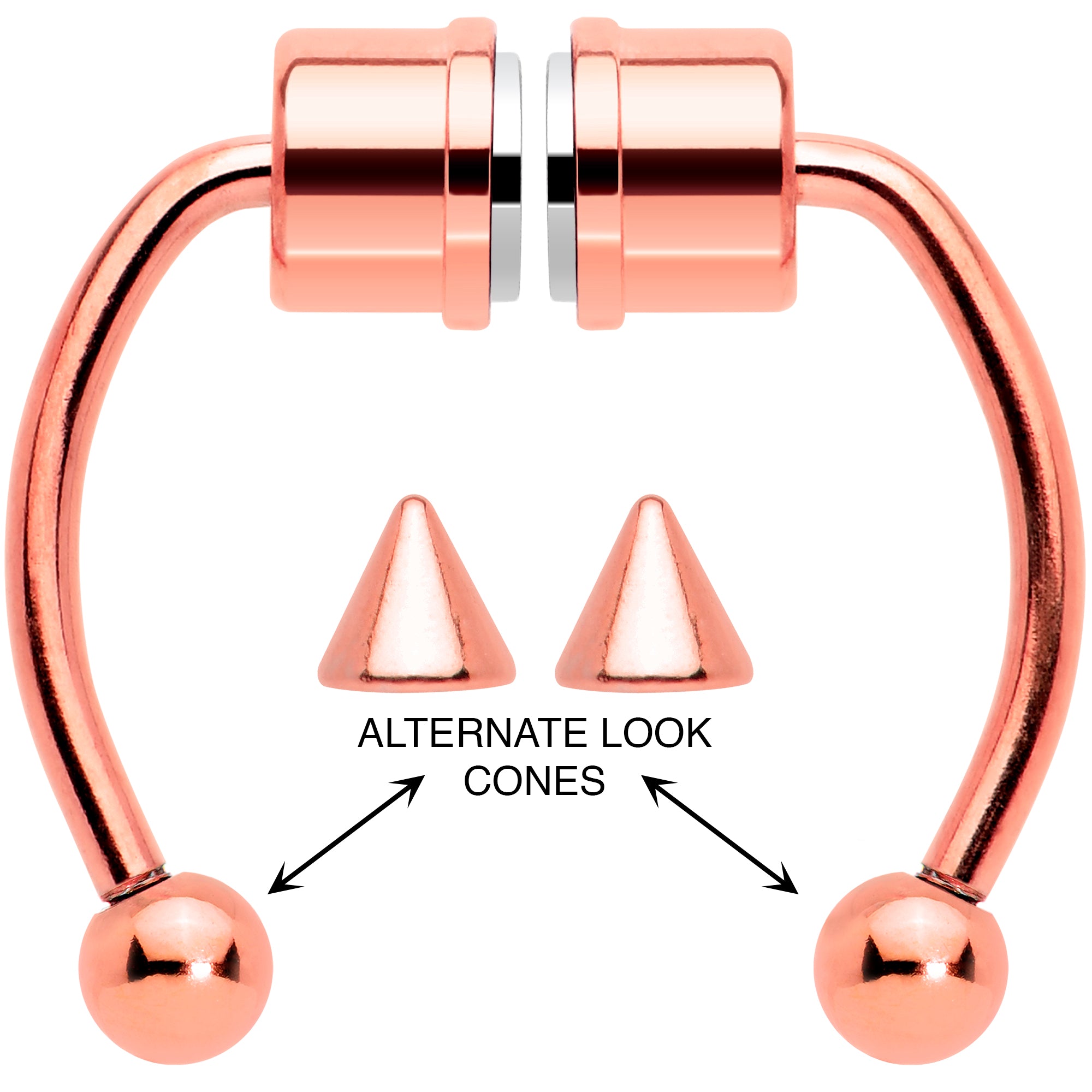 Rose Gold Tone Magnetic Septum Ring Horseshoe Non-Pierced Fake Nose Ring Set