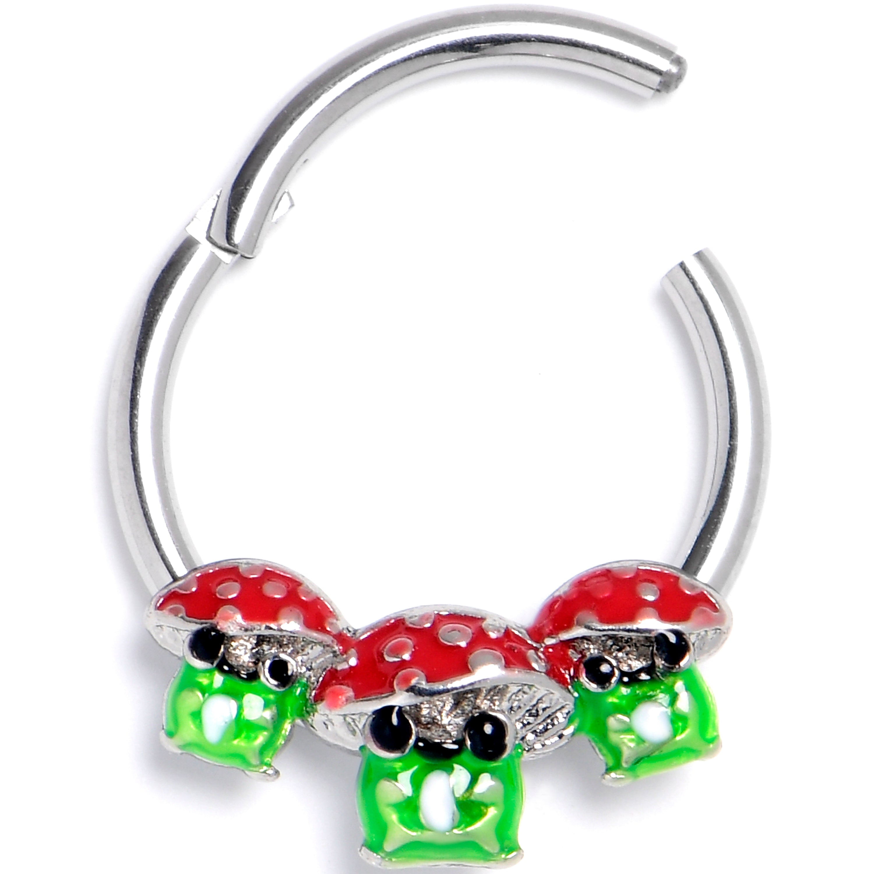 16G 3/8 Happy Mushroom Trio Hinged Segment Ring