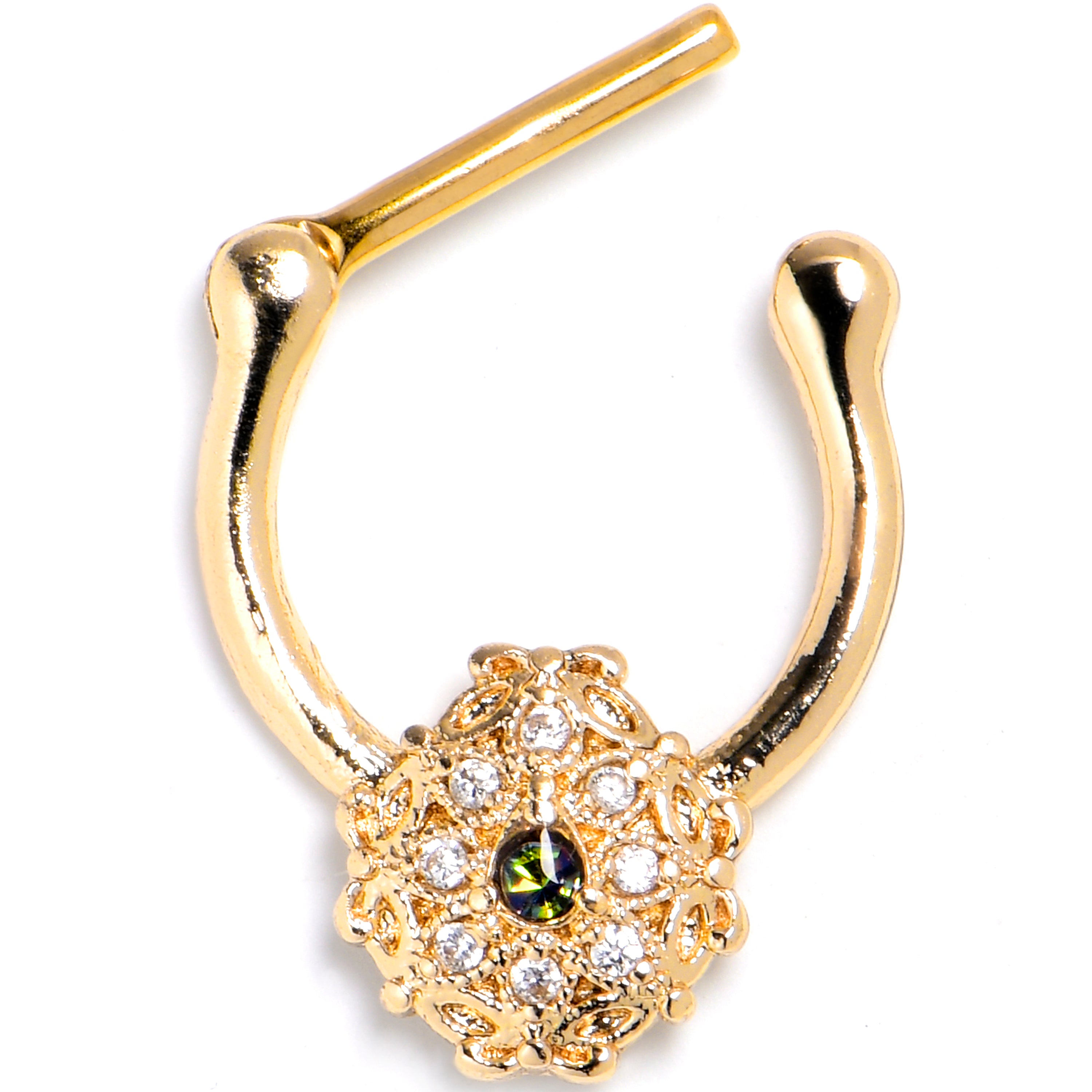 16G 5/16 Vitrail Gem Gold Tone Blossom Bloom Cartilage Clicker