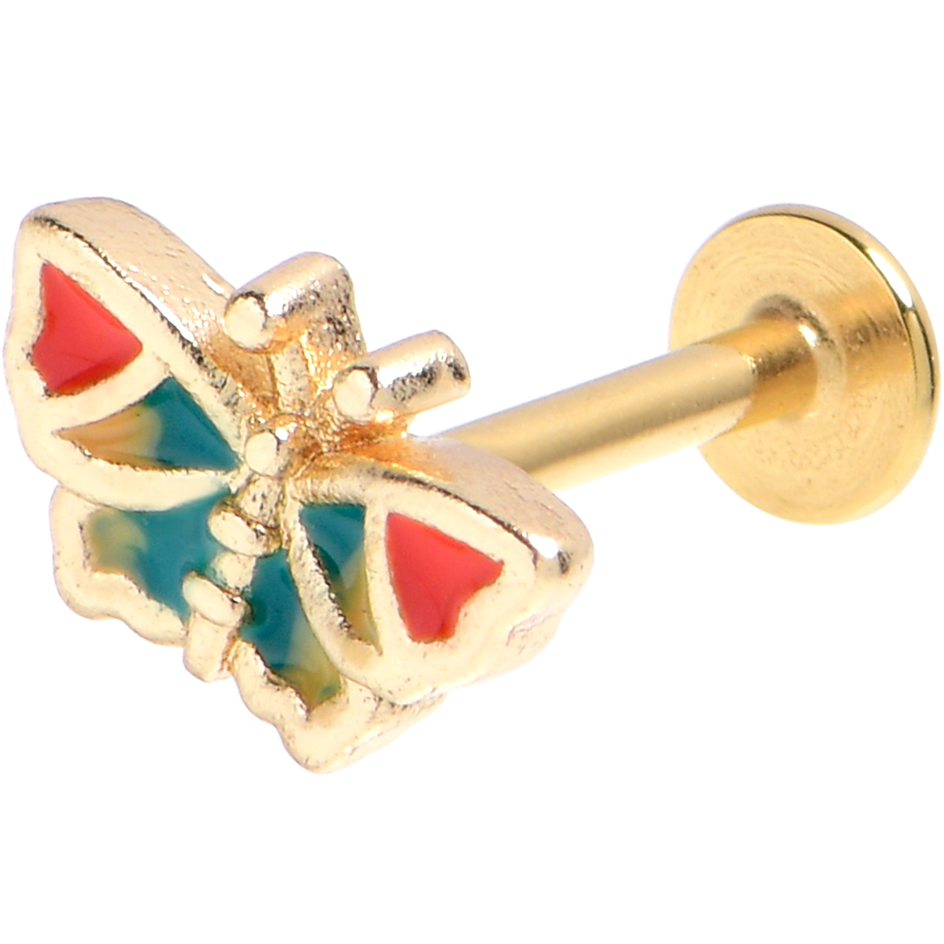 16G 5/16 Gold Tone Sunrise Butterfly Labret Monroe Tragus