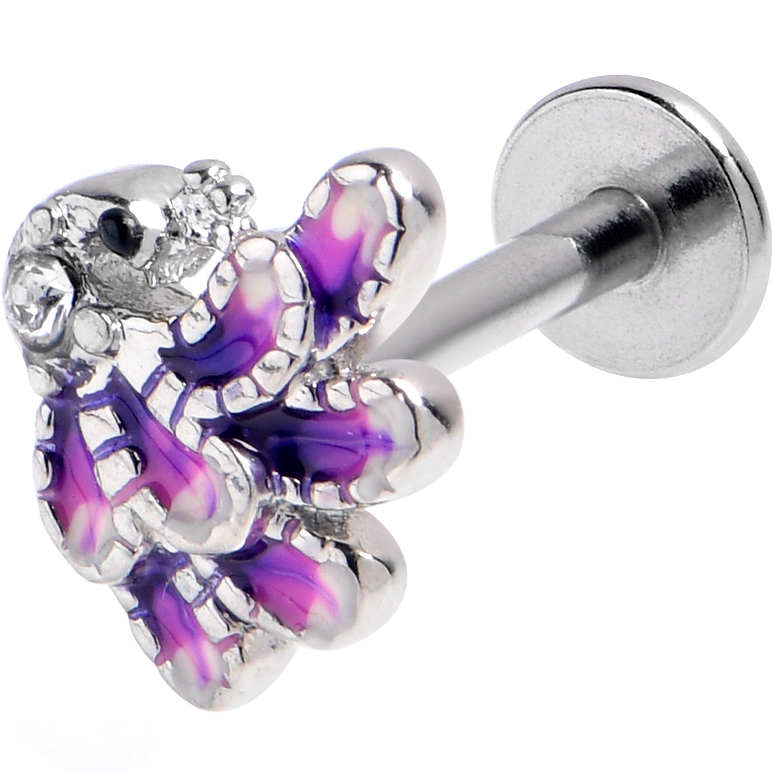 16G 5/16 Black Gem Peacock Purple Labret Monroe Tragus