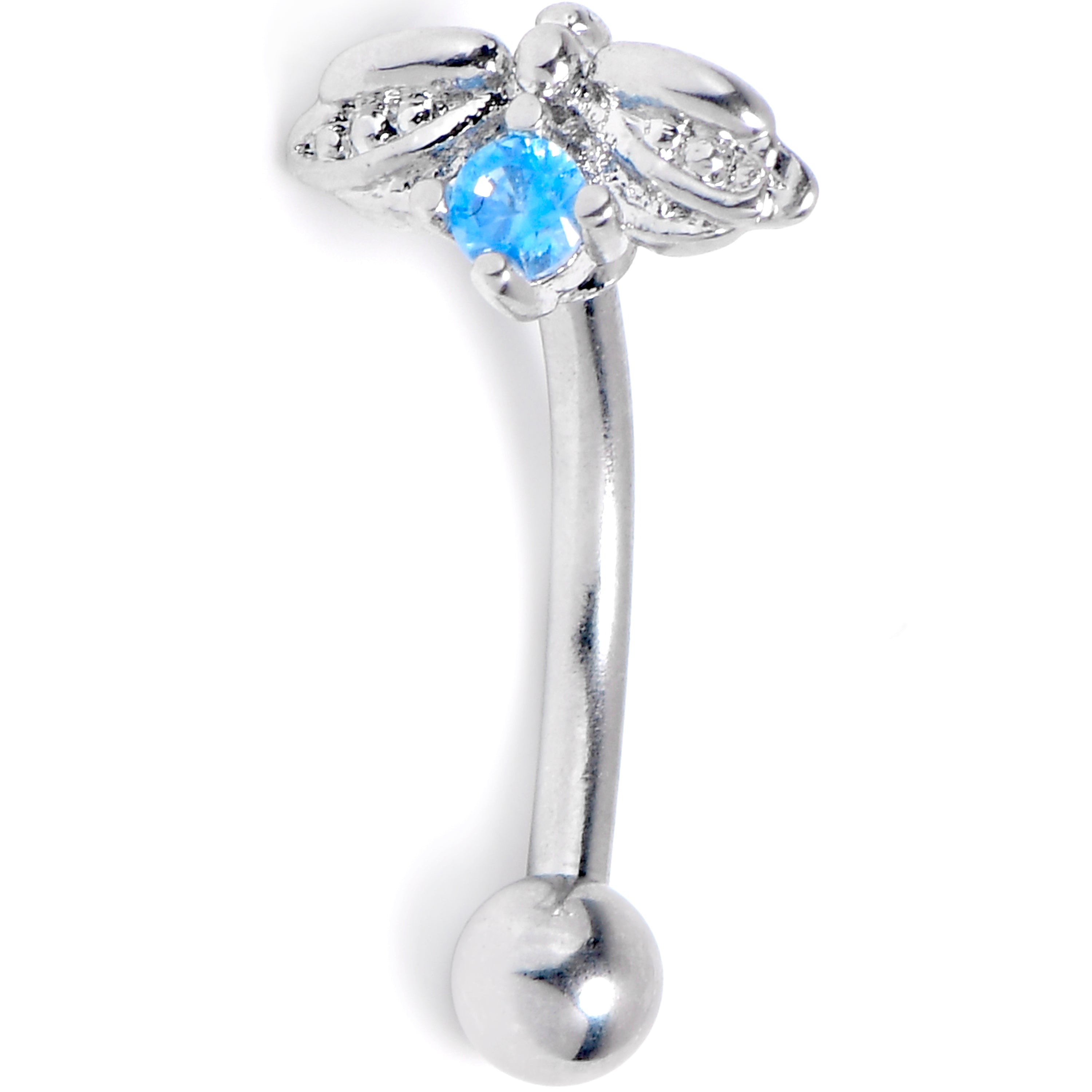16G 5/16 Blue Gem Beauty Bug Insect Curved Eyebrow Ring