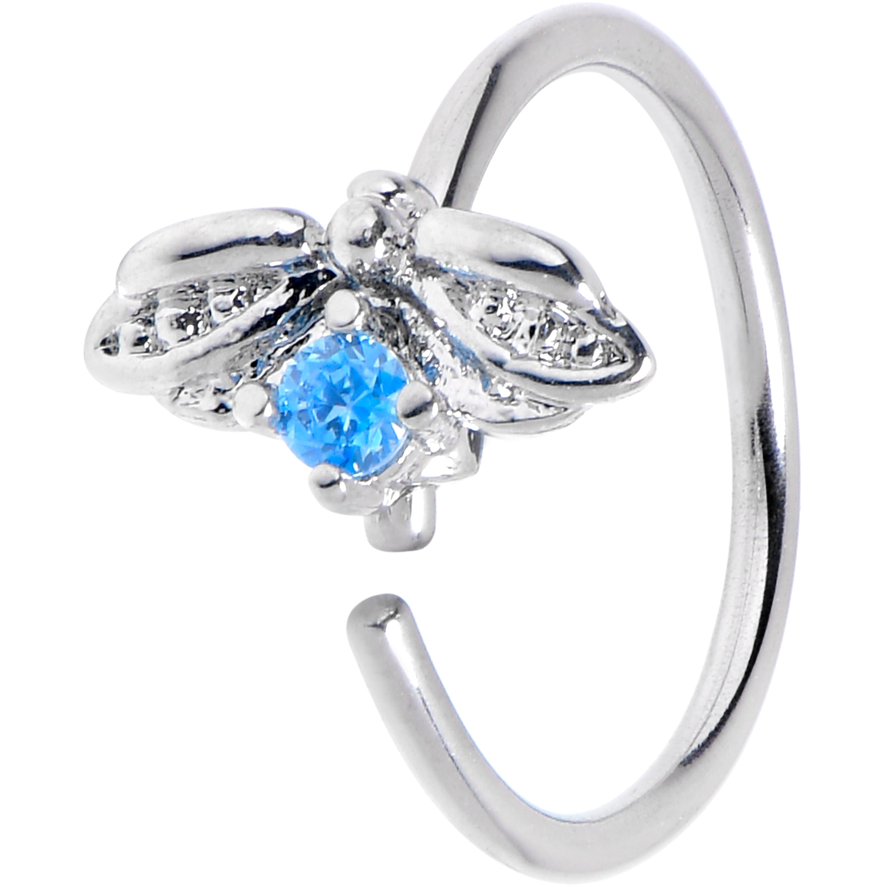 20G 5/16 Blue Gem Beauty Bug Insect Nose Hoop