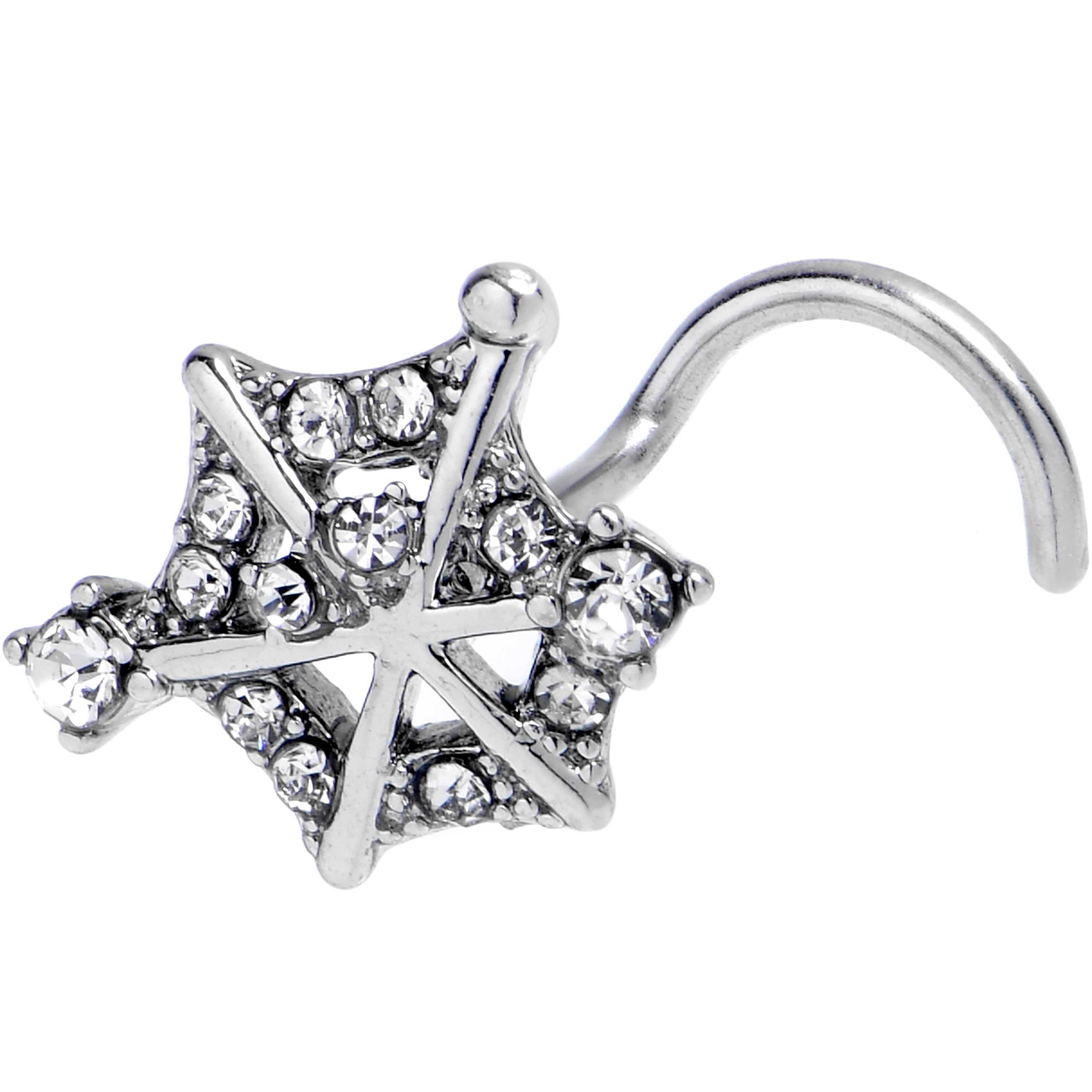 20G 7mm Clear Gem Spiderweb Goth Left Side Nose Screw