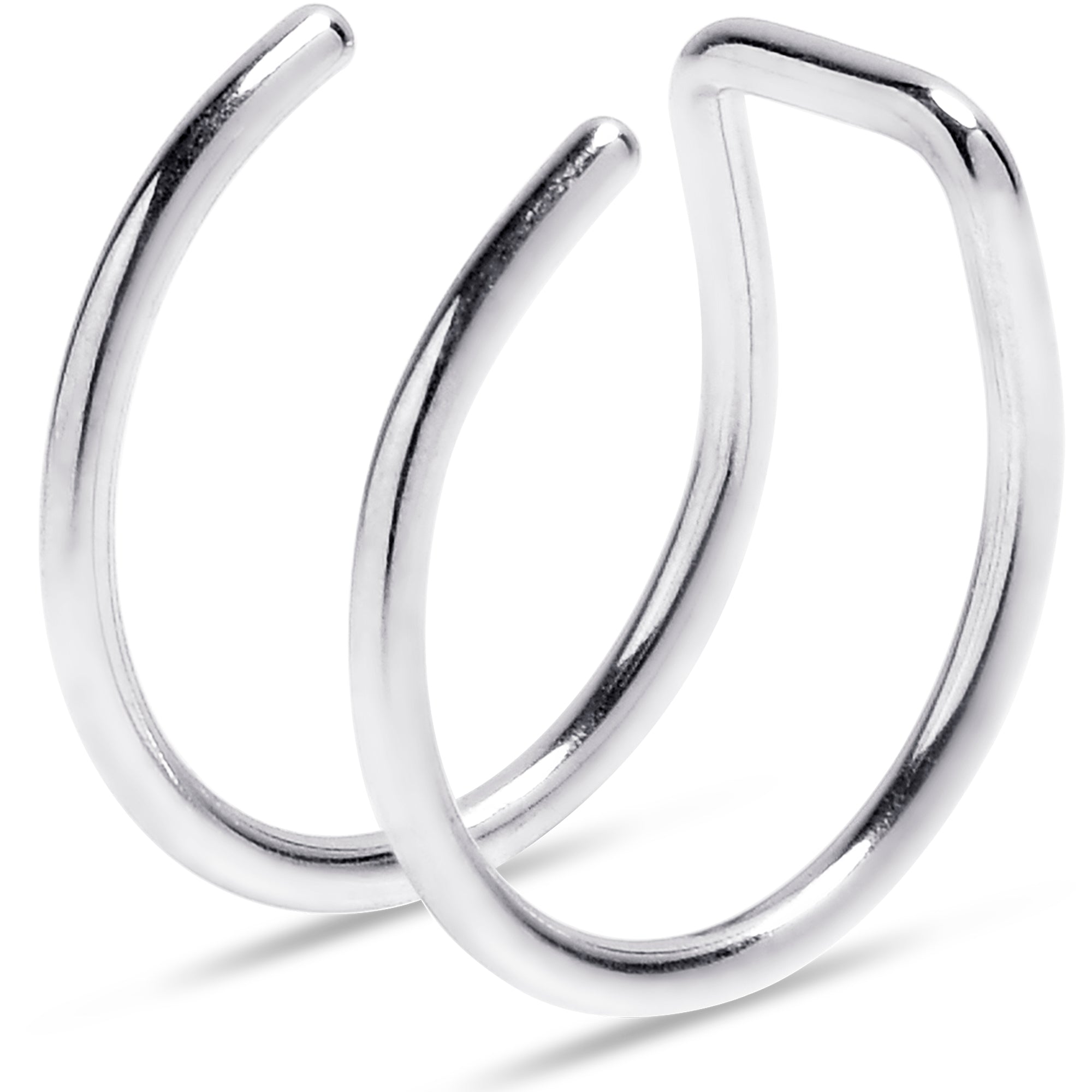 Stainless Steel Clip on Double Hoop Fake Cartilage Earring Ear Cuff