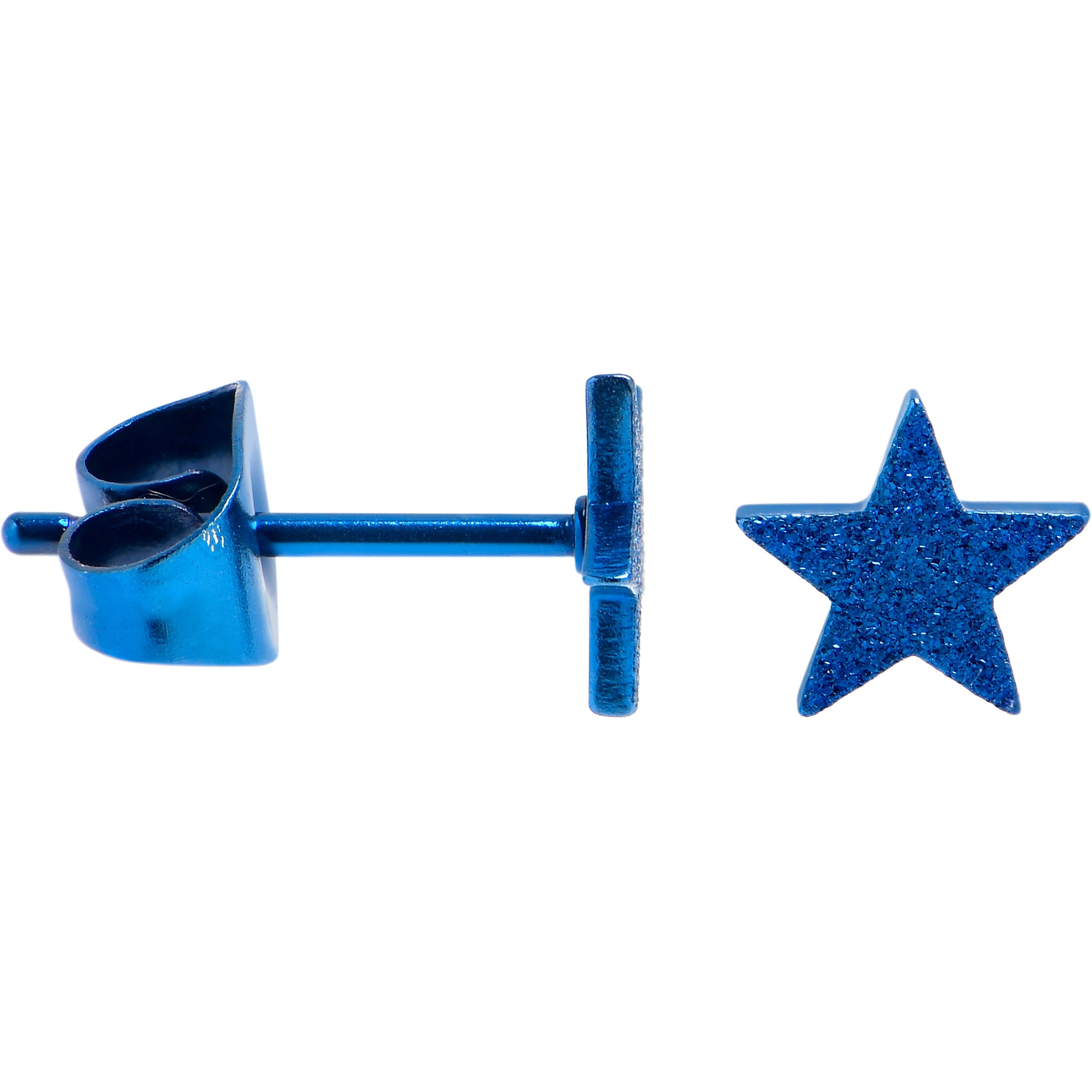 4mm-8mm Stars Stud Blue 316L Stainless Steel Earrings 6 Pack