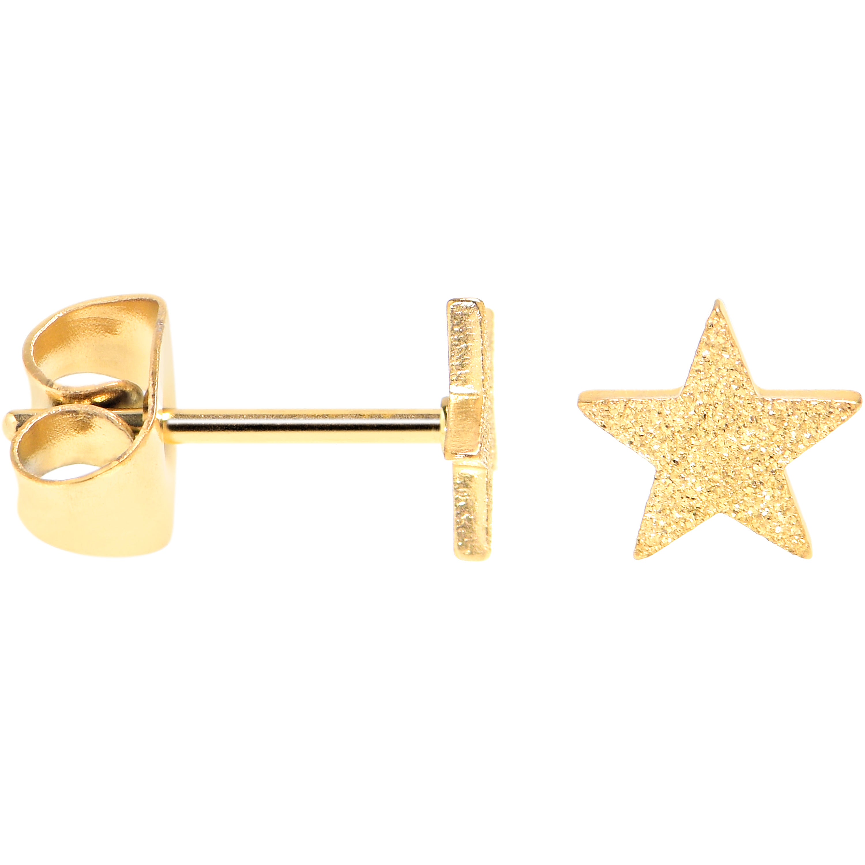 4mm-8mm Stars Stud Gold Tone 316L Stainless Steel Earrings 6 Pack