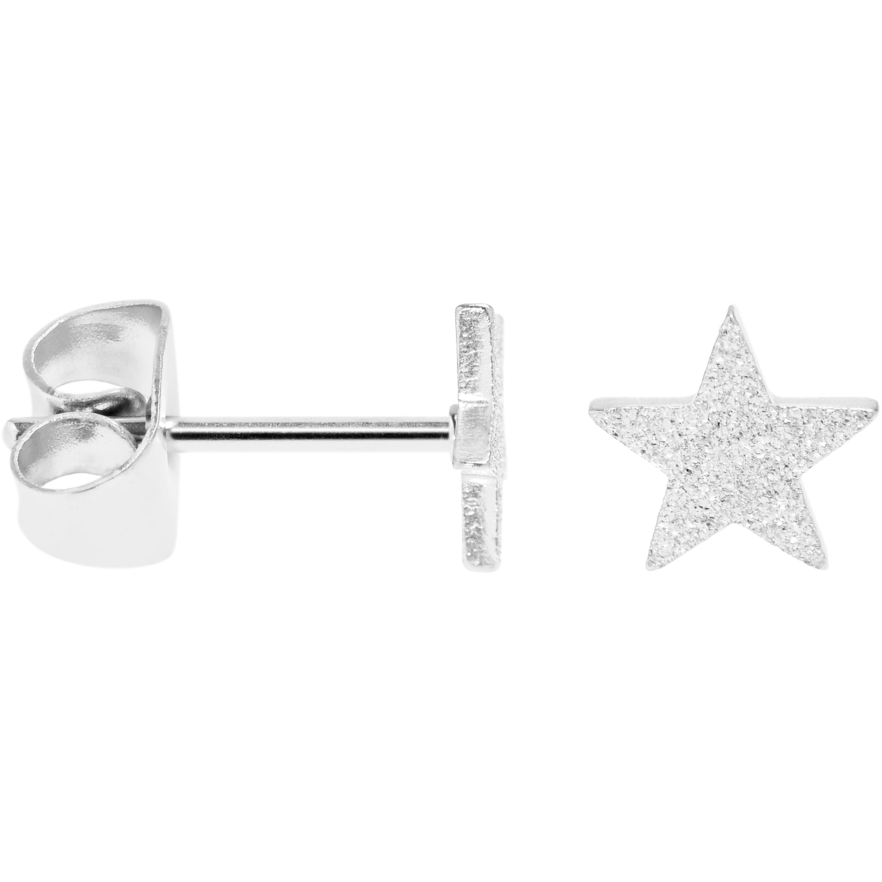 4mm-8mm Stars Stud 316L Stainless Steel Earrings 6 Pack