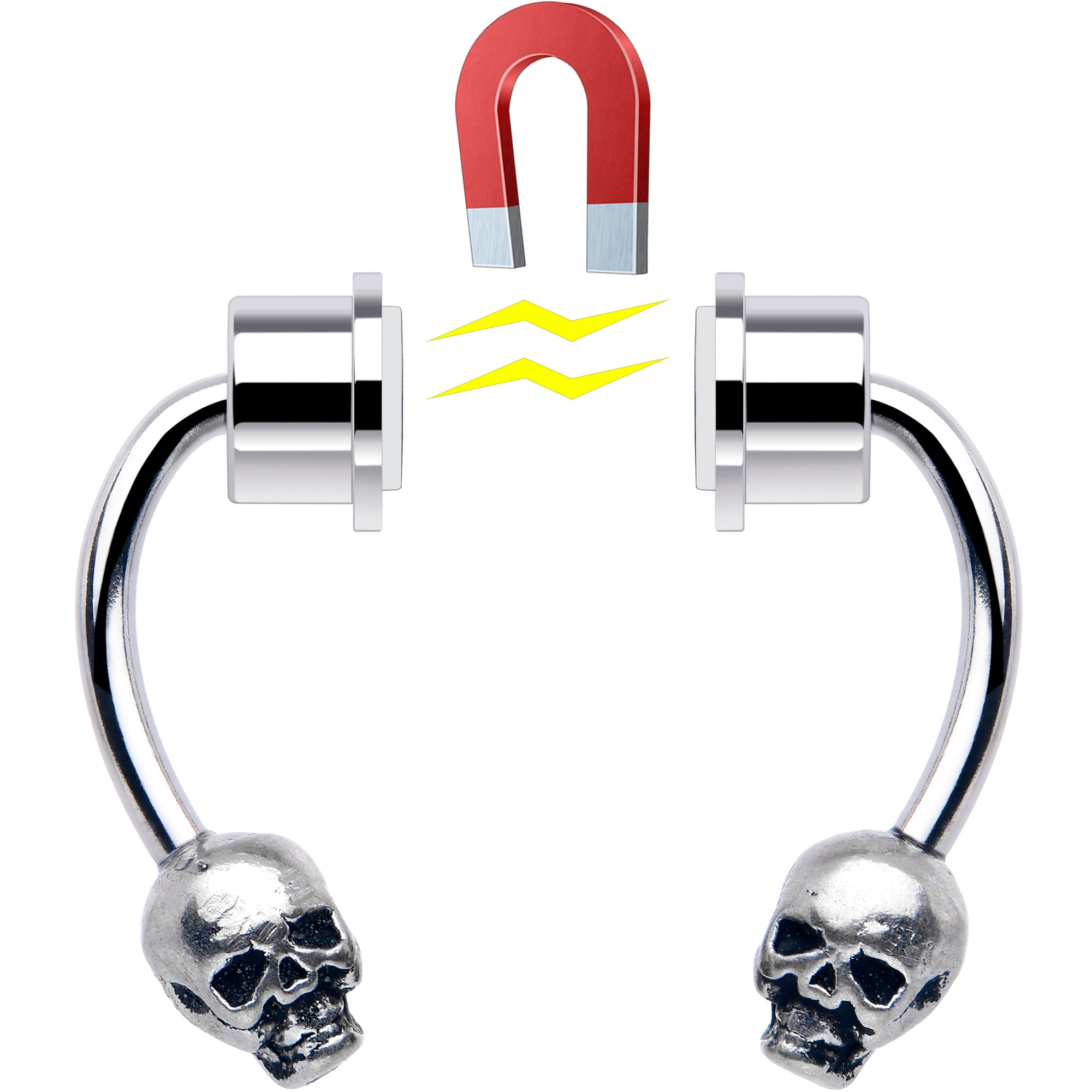 Skull Magnetic Septum Ring Horseshoe Non-Pierced Fake Nose Ring