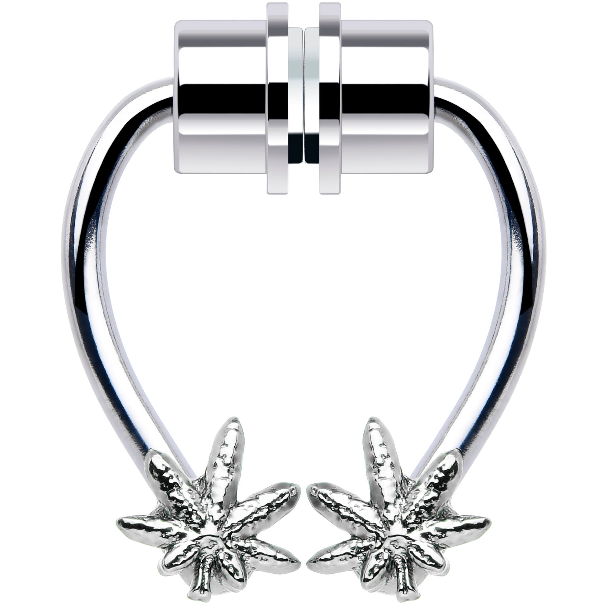Pot Leaf Magnetic Septum Ring Horseshoe Non-Pierced Fake Nose Ring