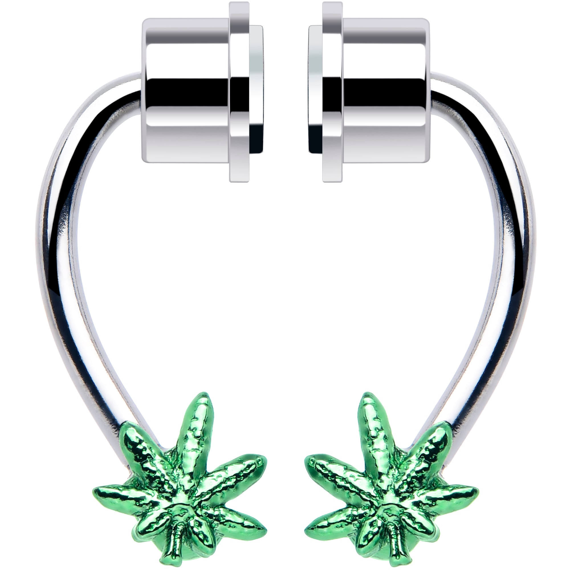 Green Pot Leaf Magnetic Septum Ring Horseshoe Non-Pierced Fake Nose Ring