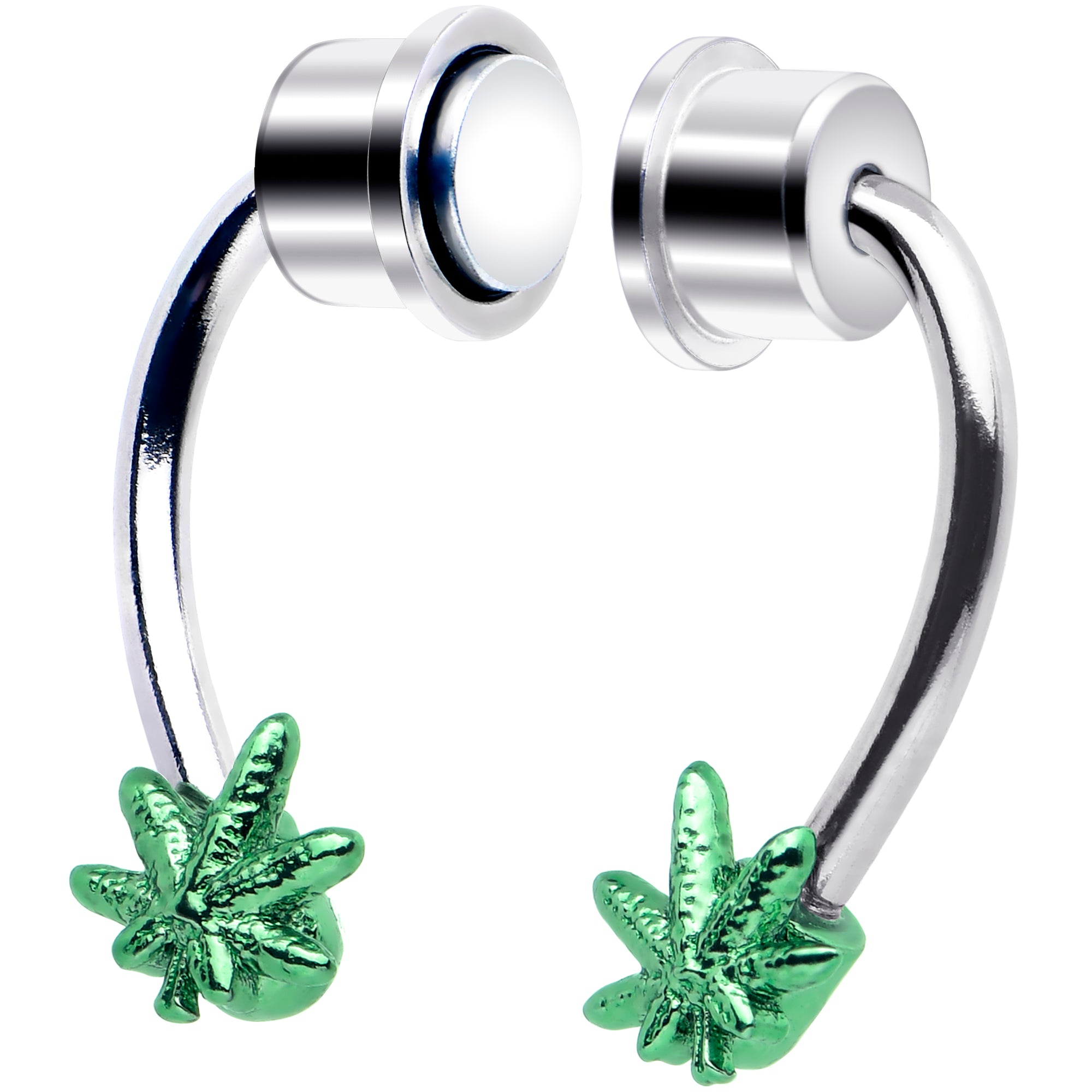 Green Pot Leaf Magnetic Septum Ring Horseshoe Non-Pierced Fake Nose Ring