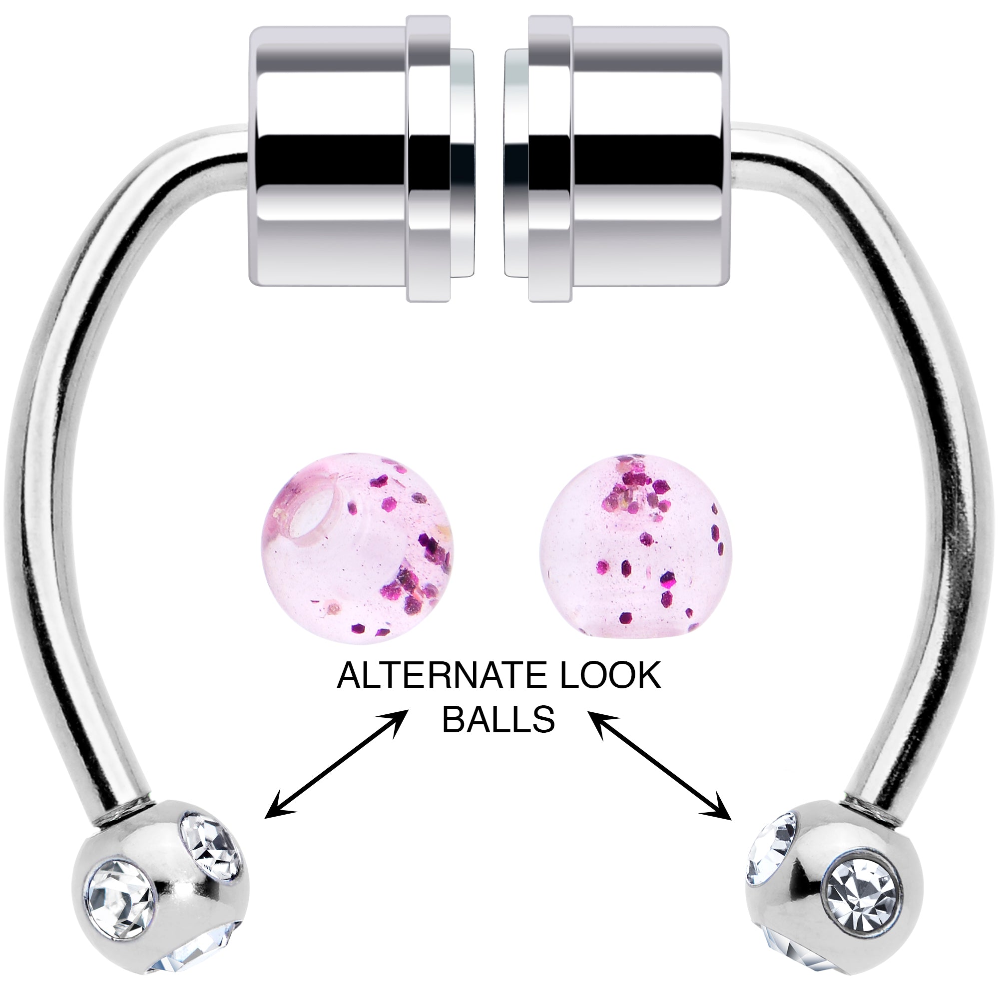 Pink Gem Magnetic Septum Ring Horseshoe Non-Pierced Fake Nose Ring