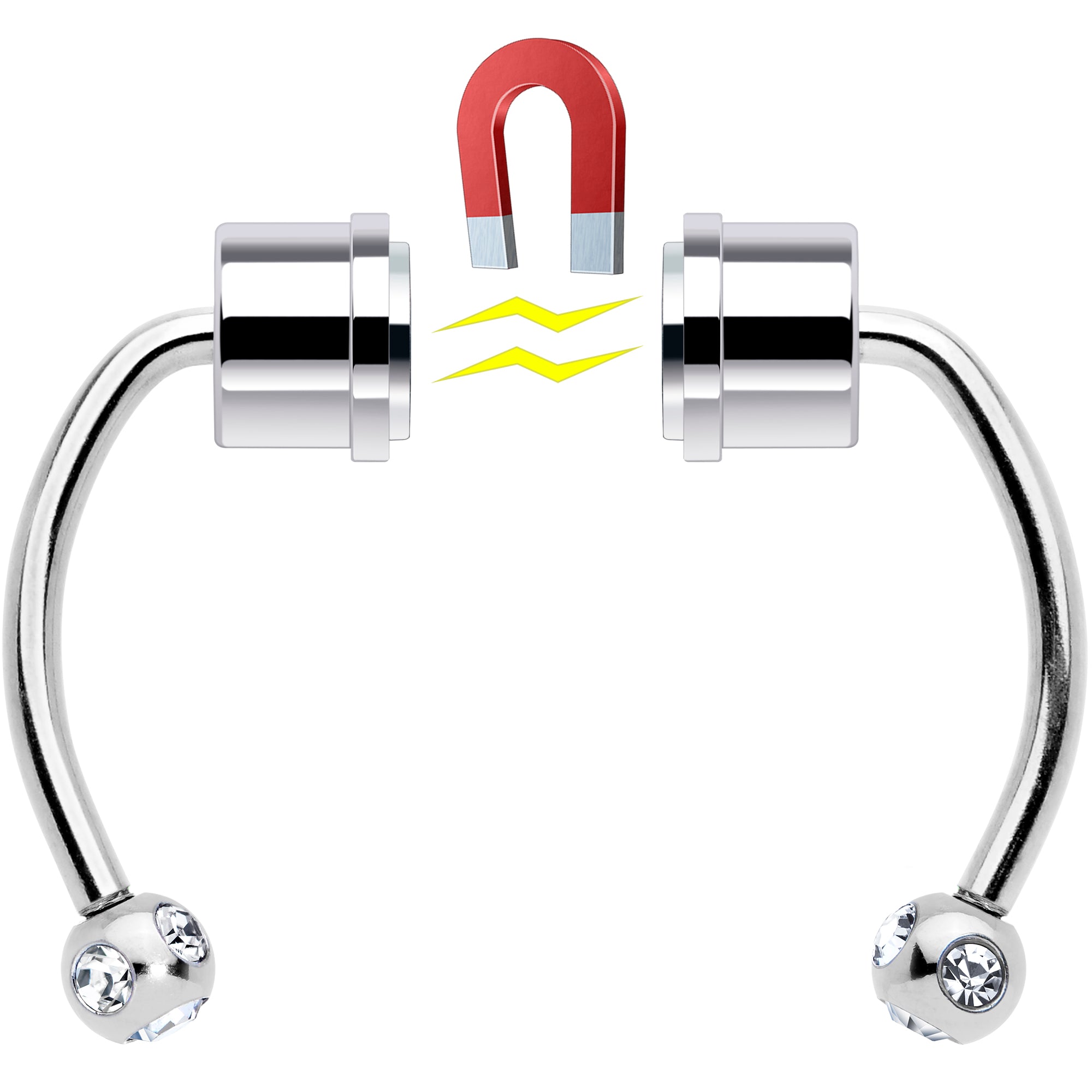 Pink Gem Magnetic Septum Ring Horseshoe Non-Pierced Fake Nose Ring