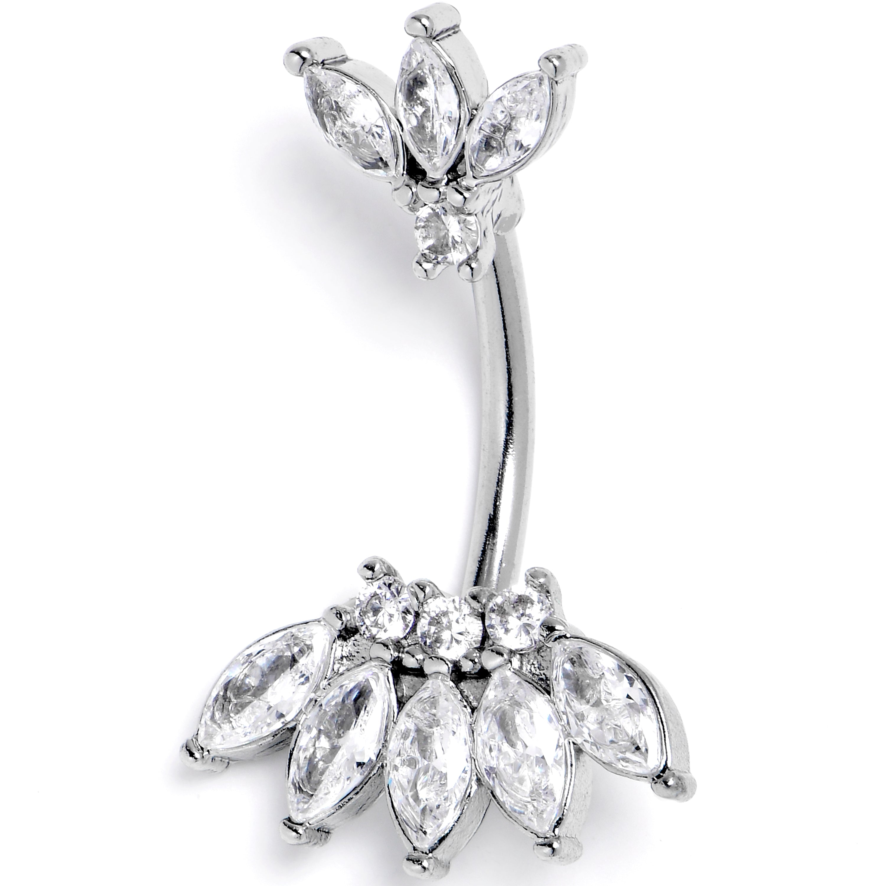 Clear Gem Fashion Fan Double Mount Belly Ring