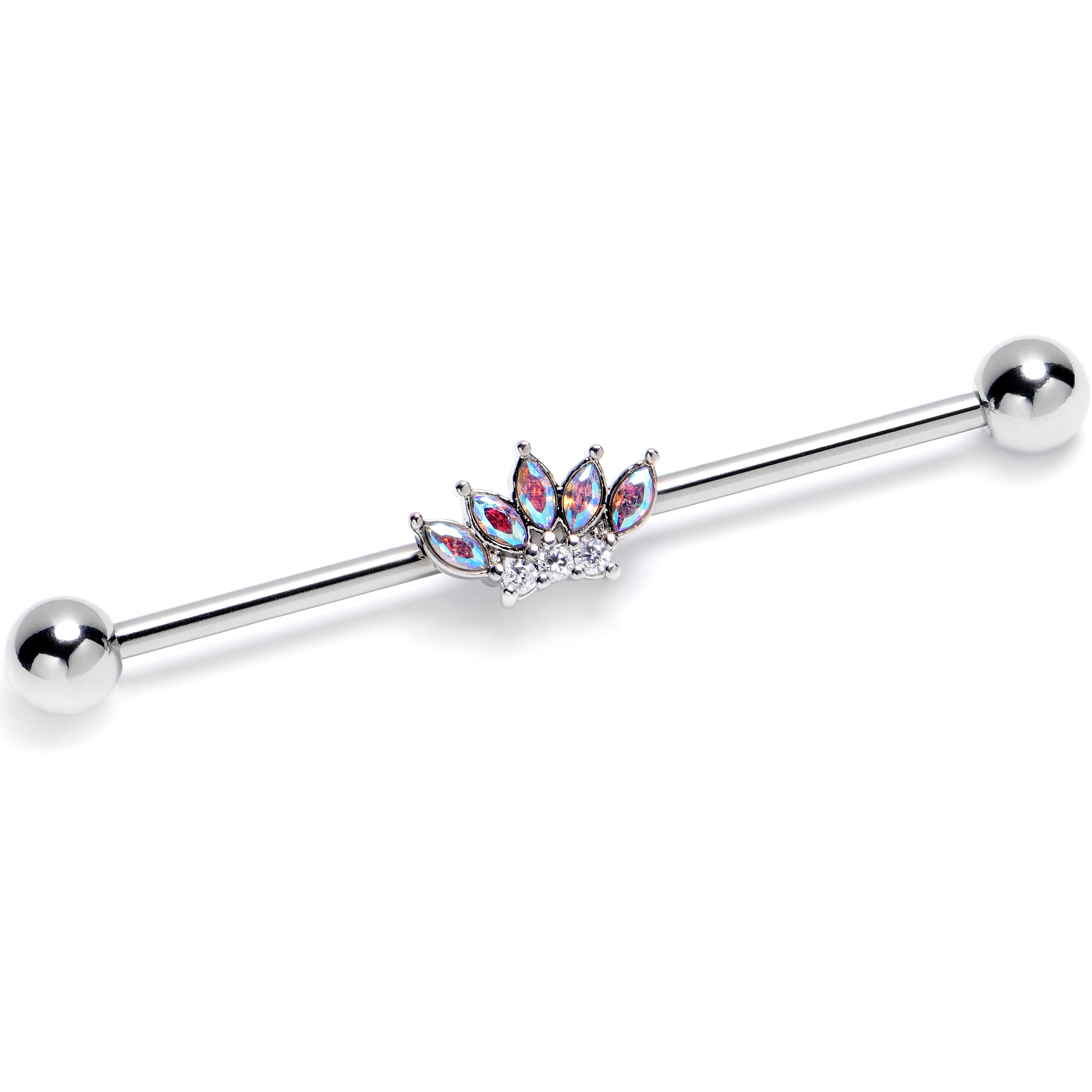 14G Aurora Gem Fashion Fan Industrial Barbell 38mm