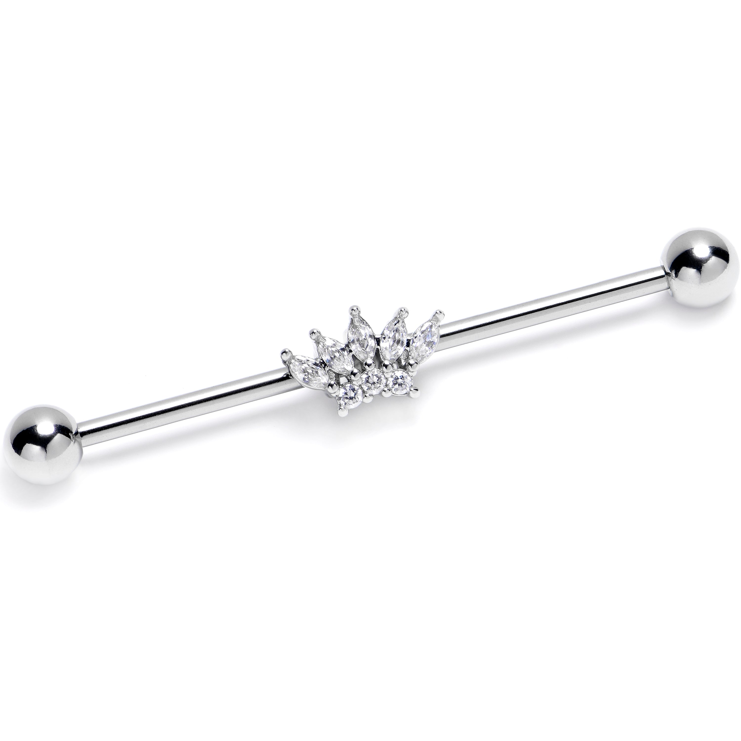 14G Clear Gem Fashion Fan Industrial Barbell 38mm