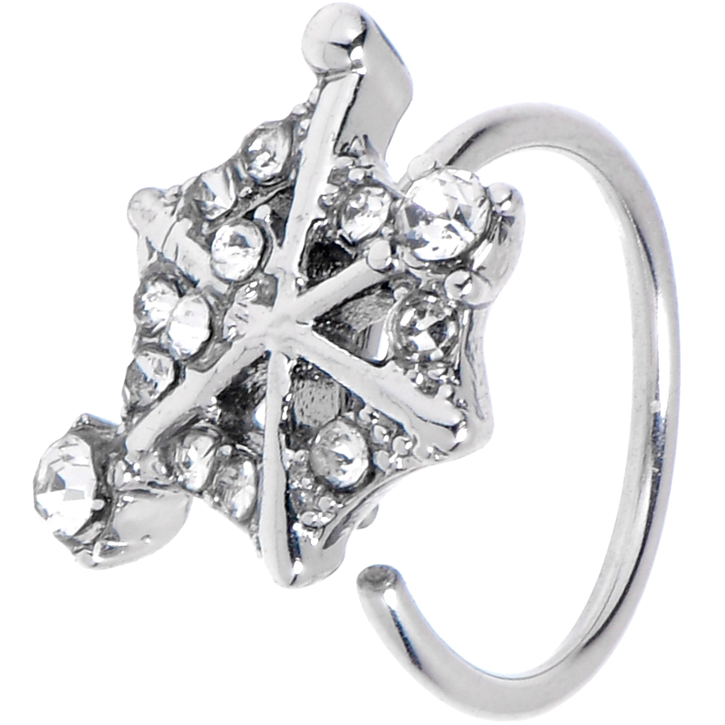 20G 5/16 Clear Gem Spiderweb Goth Nose Hoop