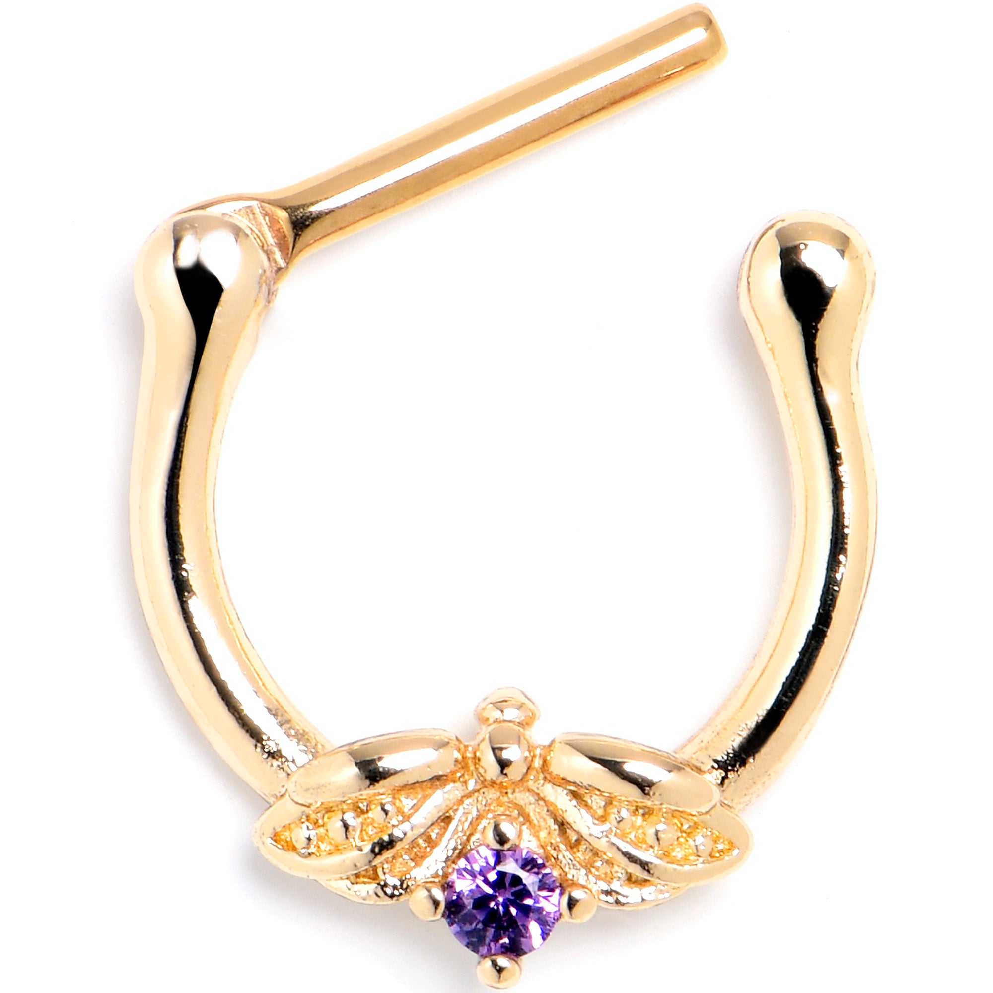 16G 5/16 Purple Gem Gold Tone Beauty Bug Cartilage Clicker