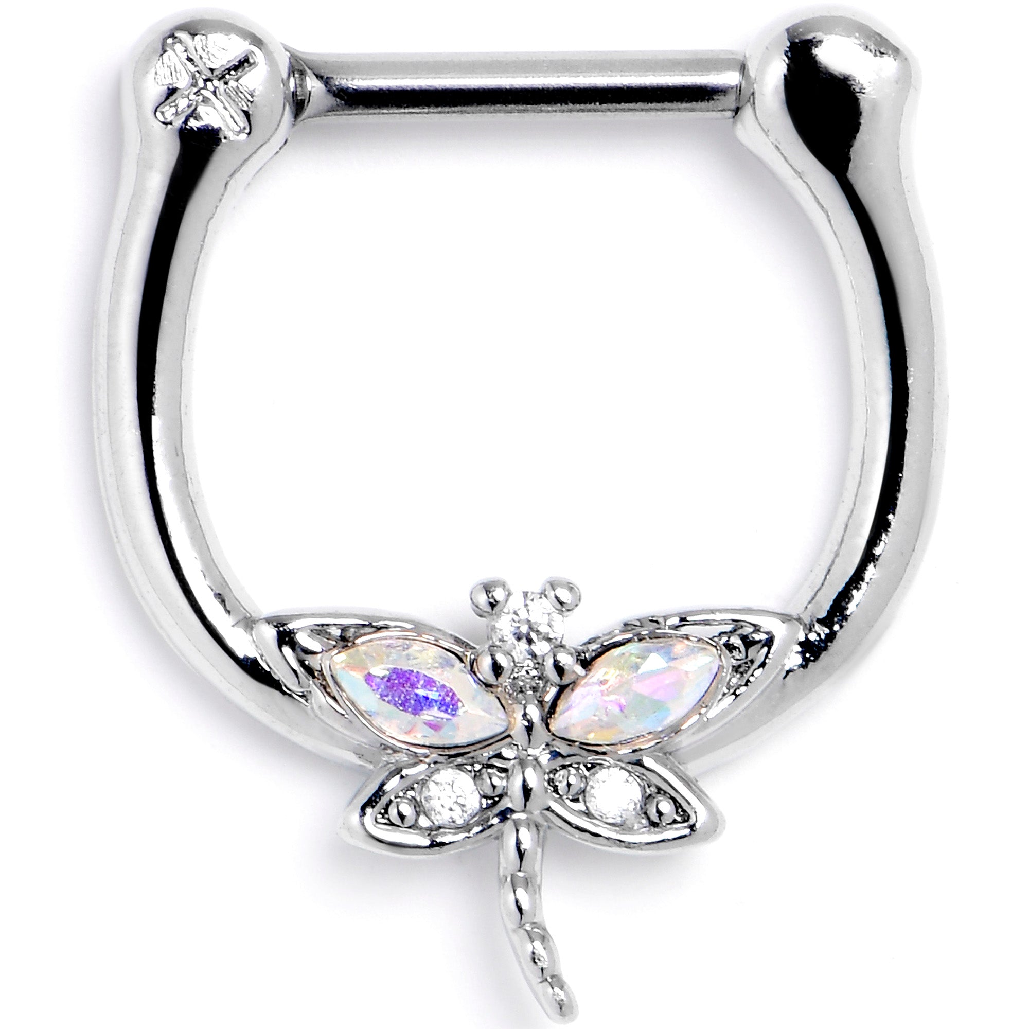 16G 5/16 Aurora CZ Gem Understated Dragonfly Cartilage Clicker
