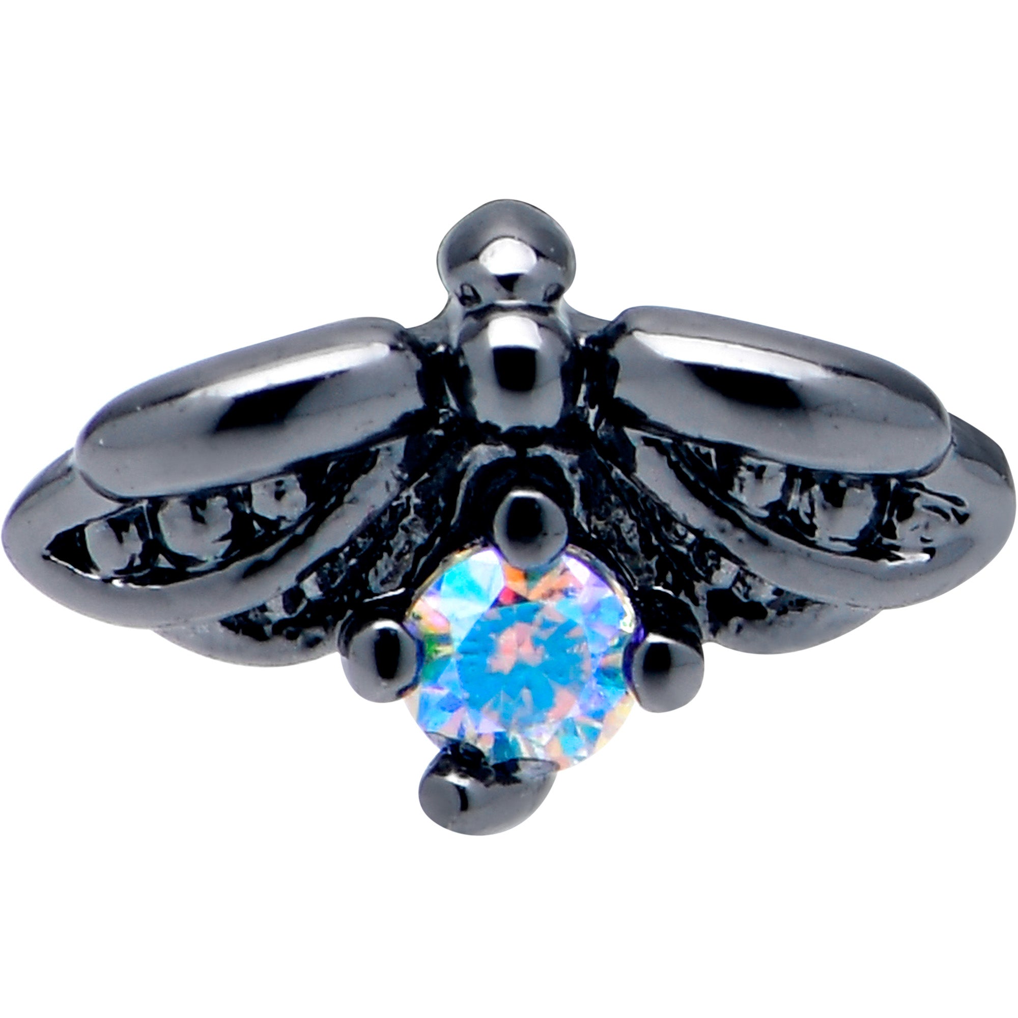 16G 1/4 Blue Gem Black Gothic Butterfly Cartilage Tragus Earring