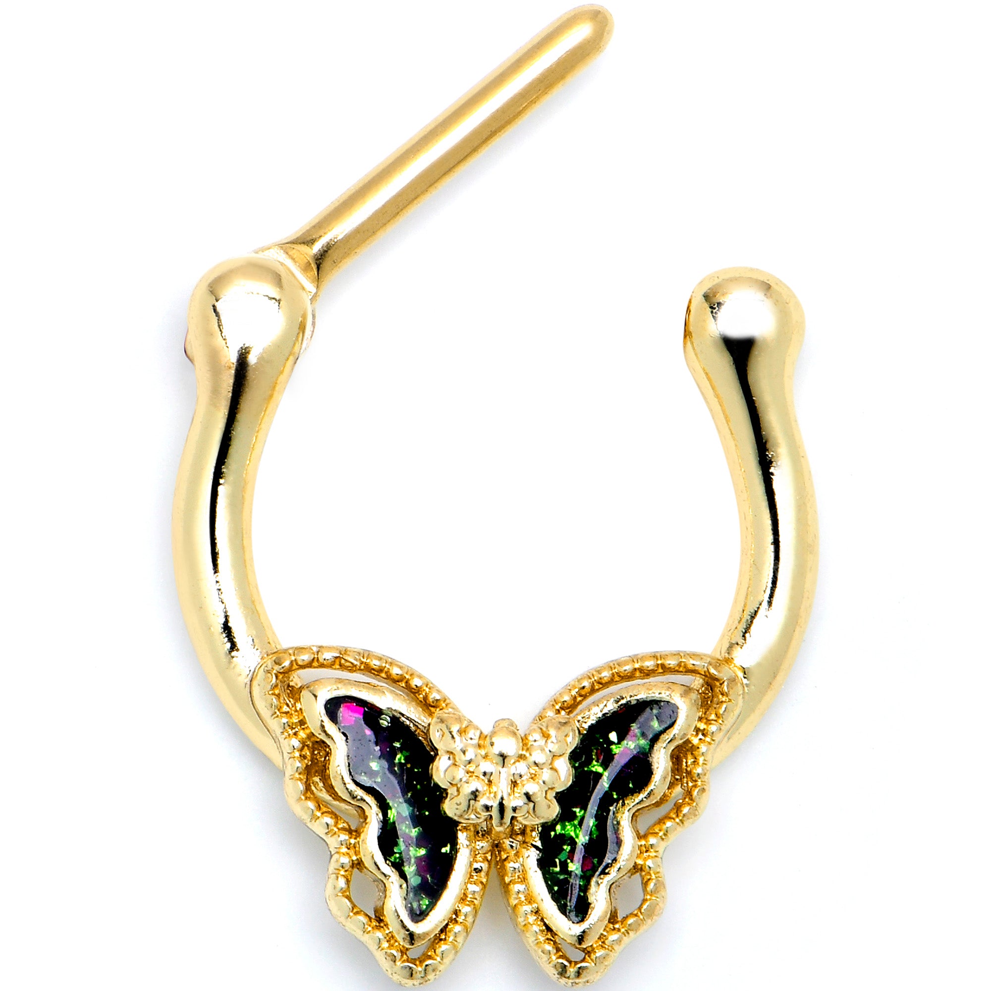 16G 5/16 Vitrail Gem Gold Tone Classic Butterfly Cartilage Clicker