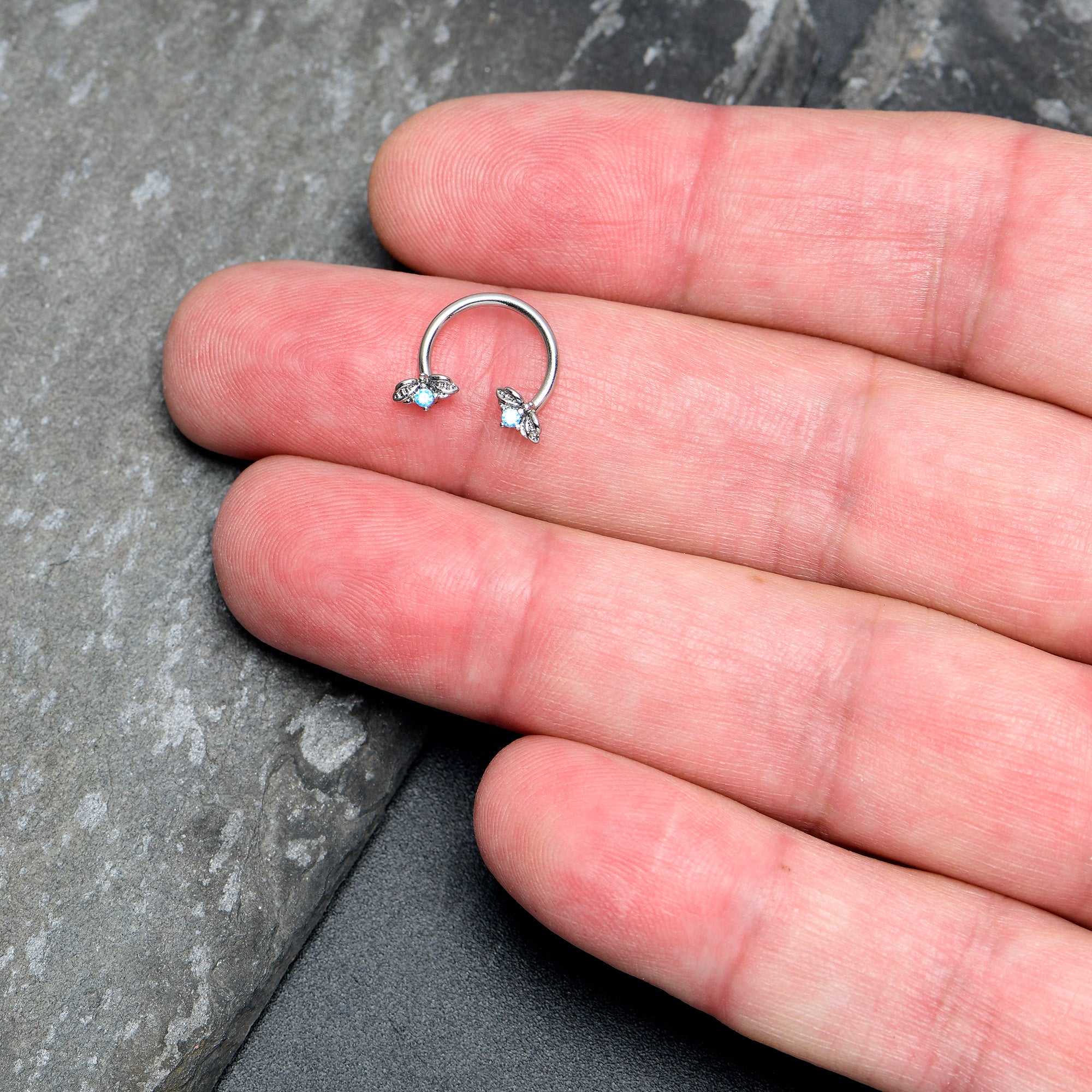 16G 3/8 Blue Gem Beauty Bug Insect Horseshoe Circular Barbell