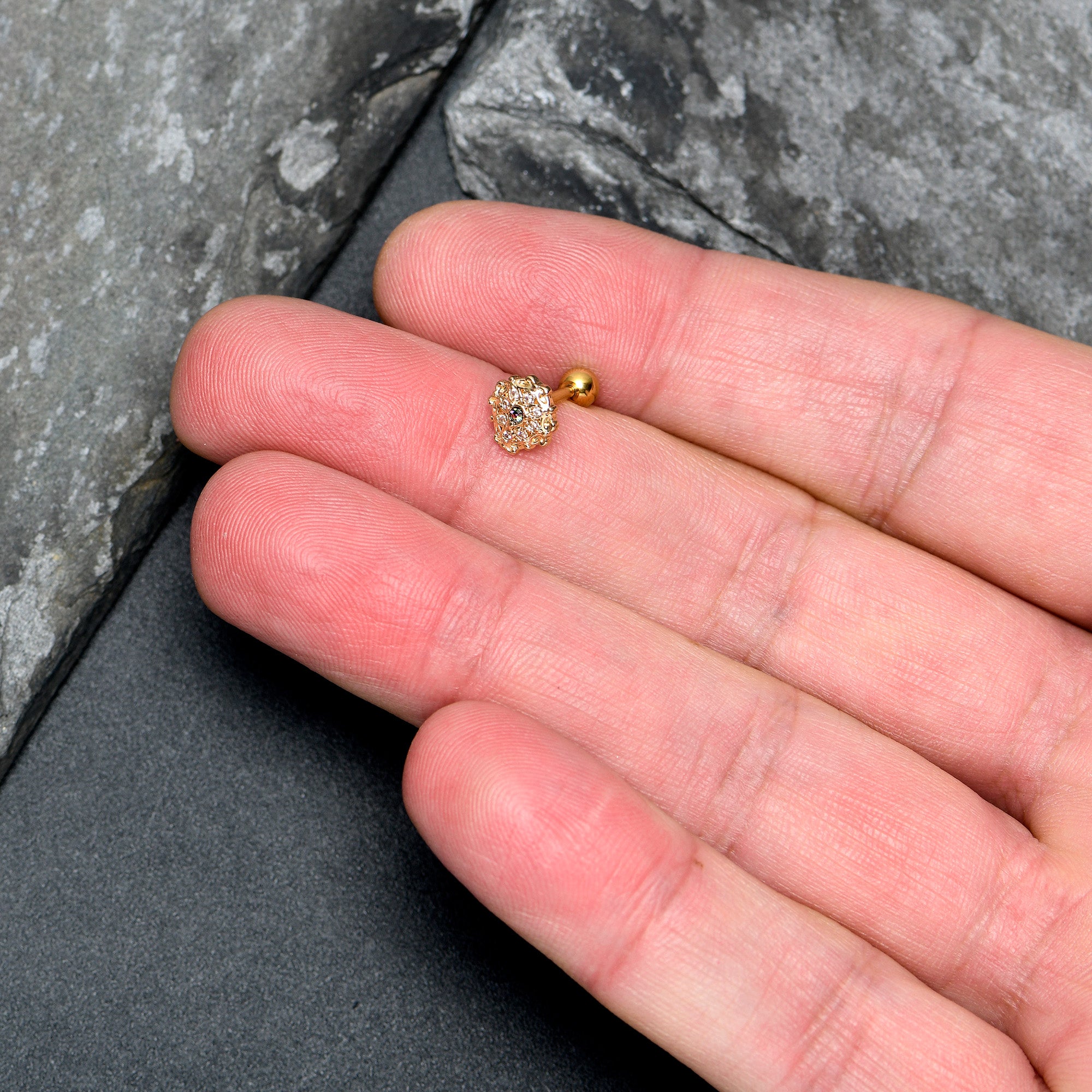 16G 1/4 Vitrail Gem Gold Tone Blossom Bloom Cartilage Earring