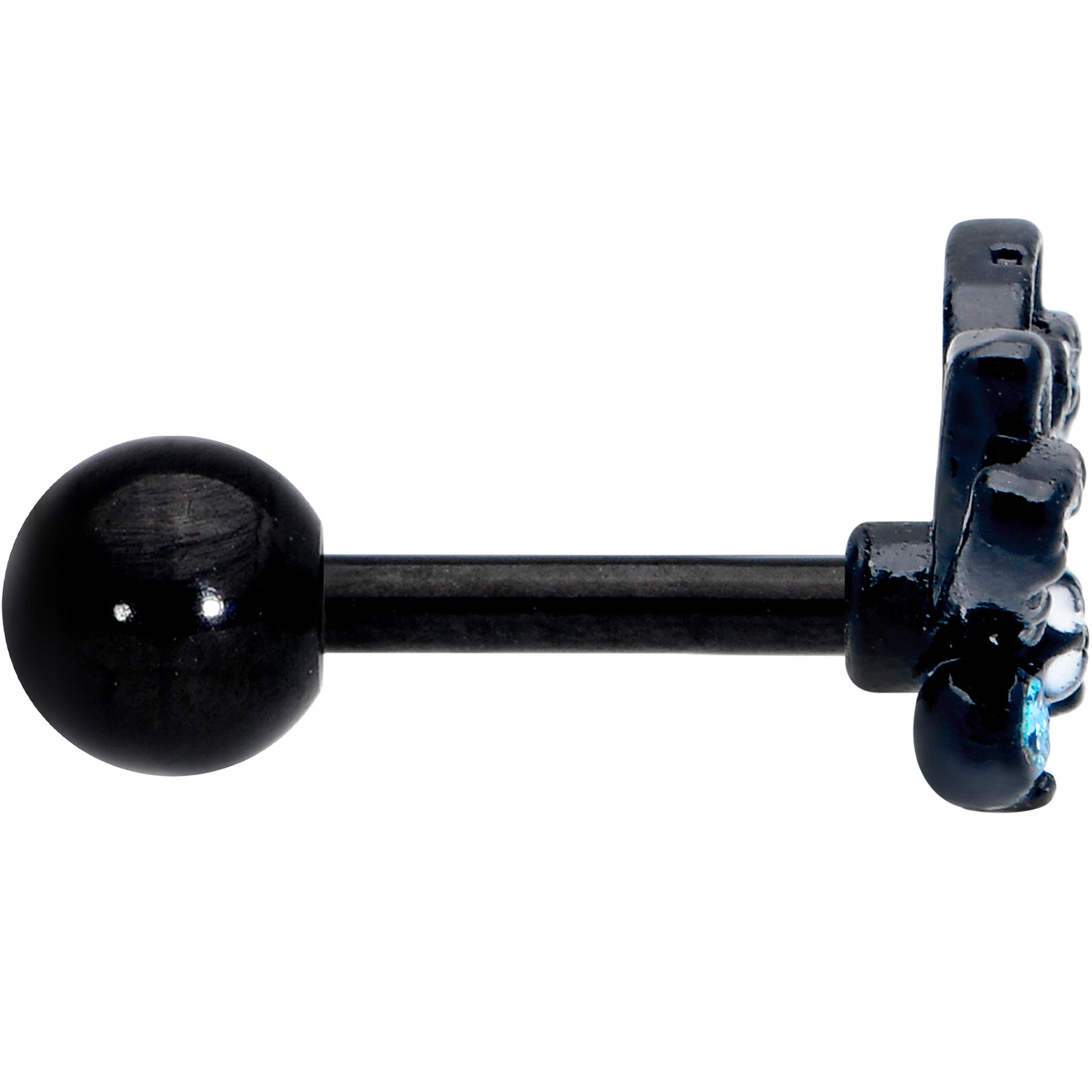 16G 1/4 Blue CZ Gem Black Night Drama Butterfly Cartilage Earring