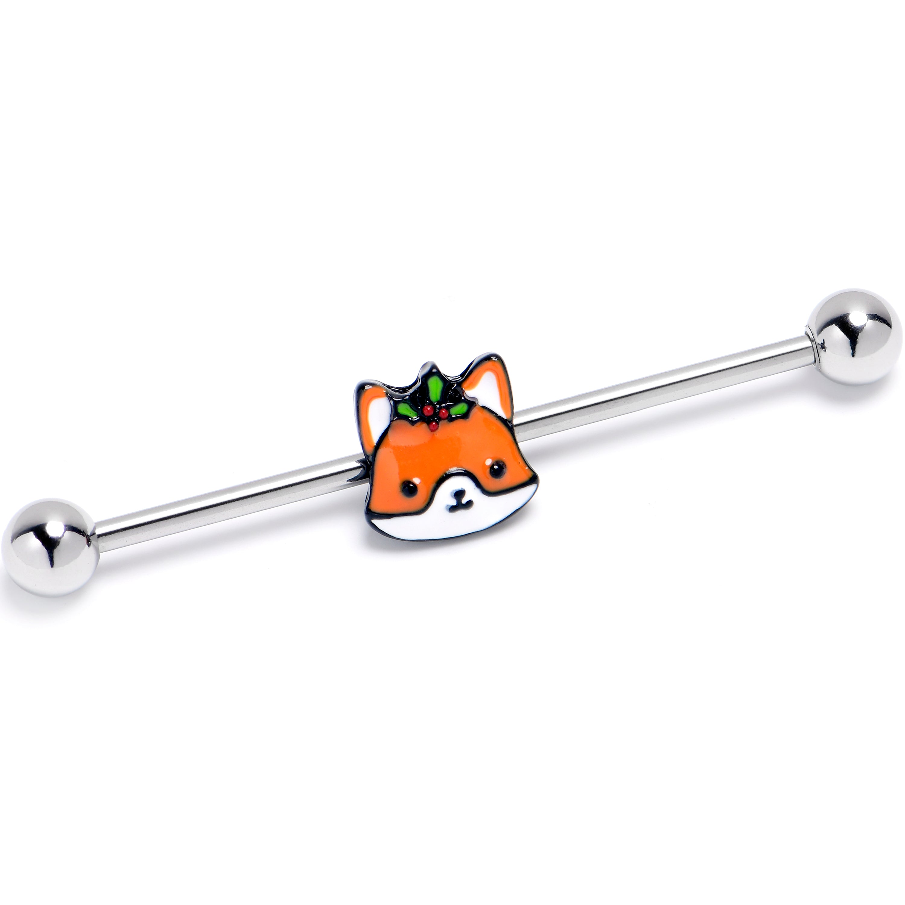 14G Holly Holiday Fox Industrial Barbell 38mm