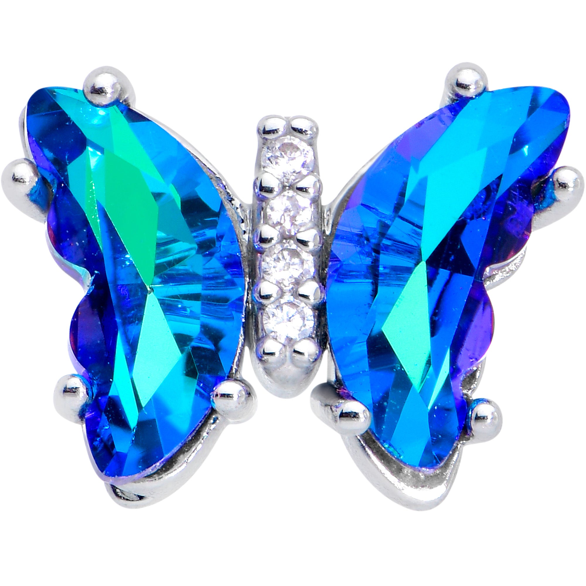 16G 1/4 Blue CZ Gem Simply Colorful Butterfly Cartilage Earring