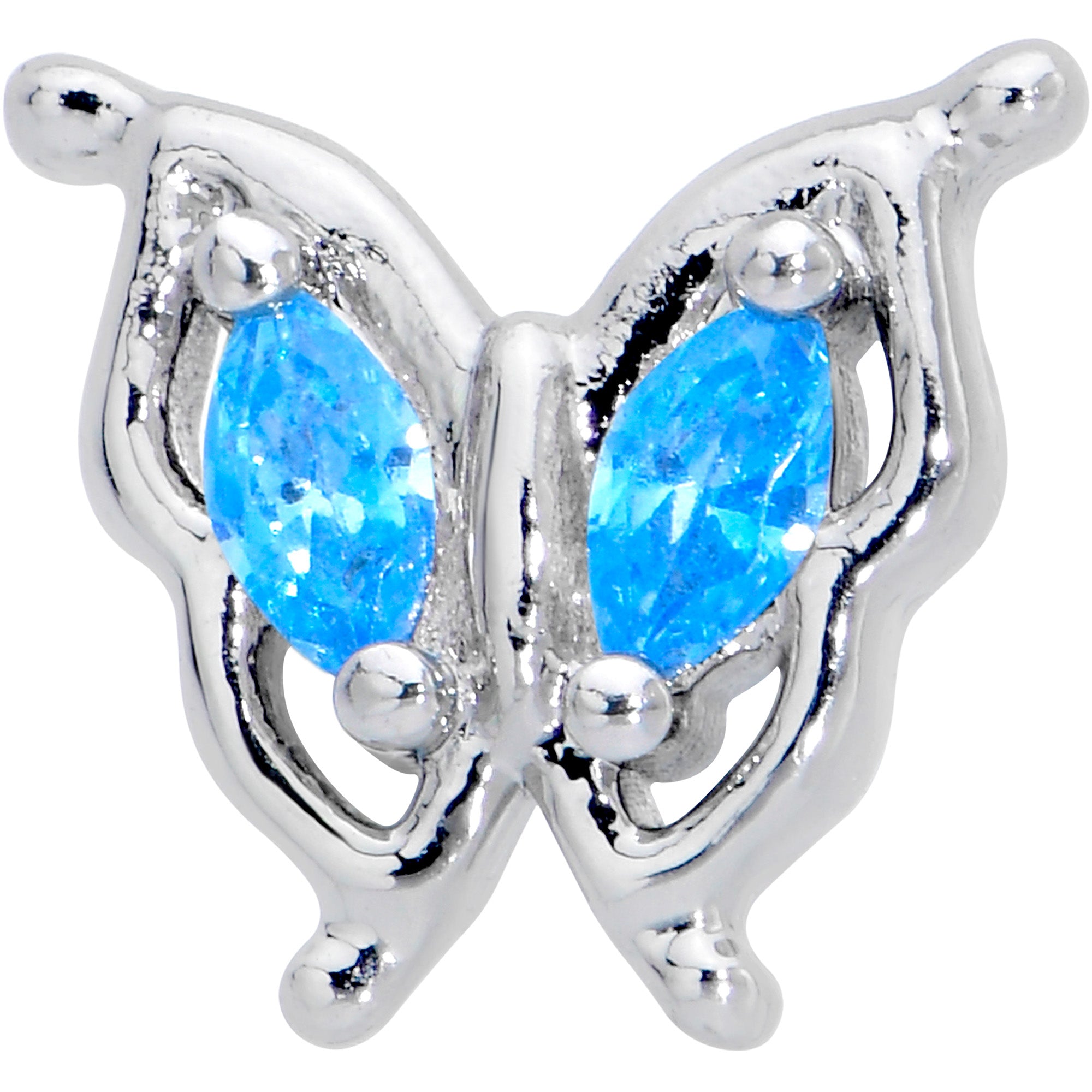 16G 5/16 Blue Gem Fancy Fab Butterfly Internally Threaded Labret