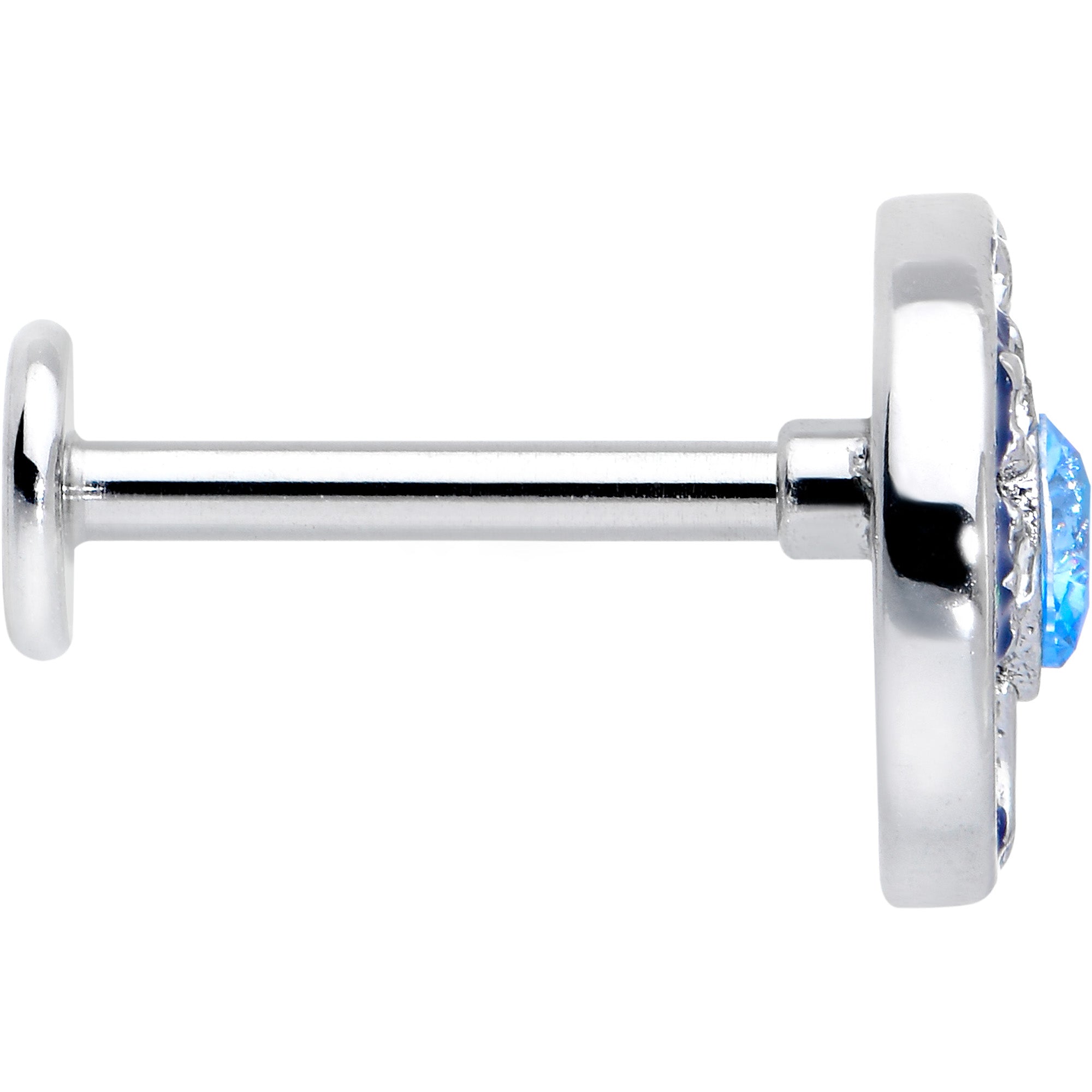 16G 5/16 Blue CZ Gem Butterfly Love Heart Labret Monroe Tragus