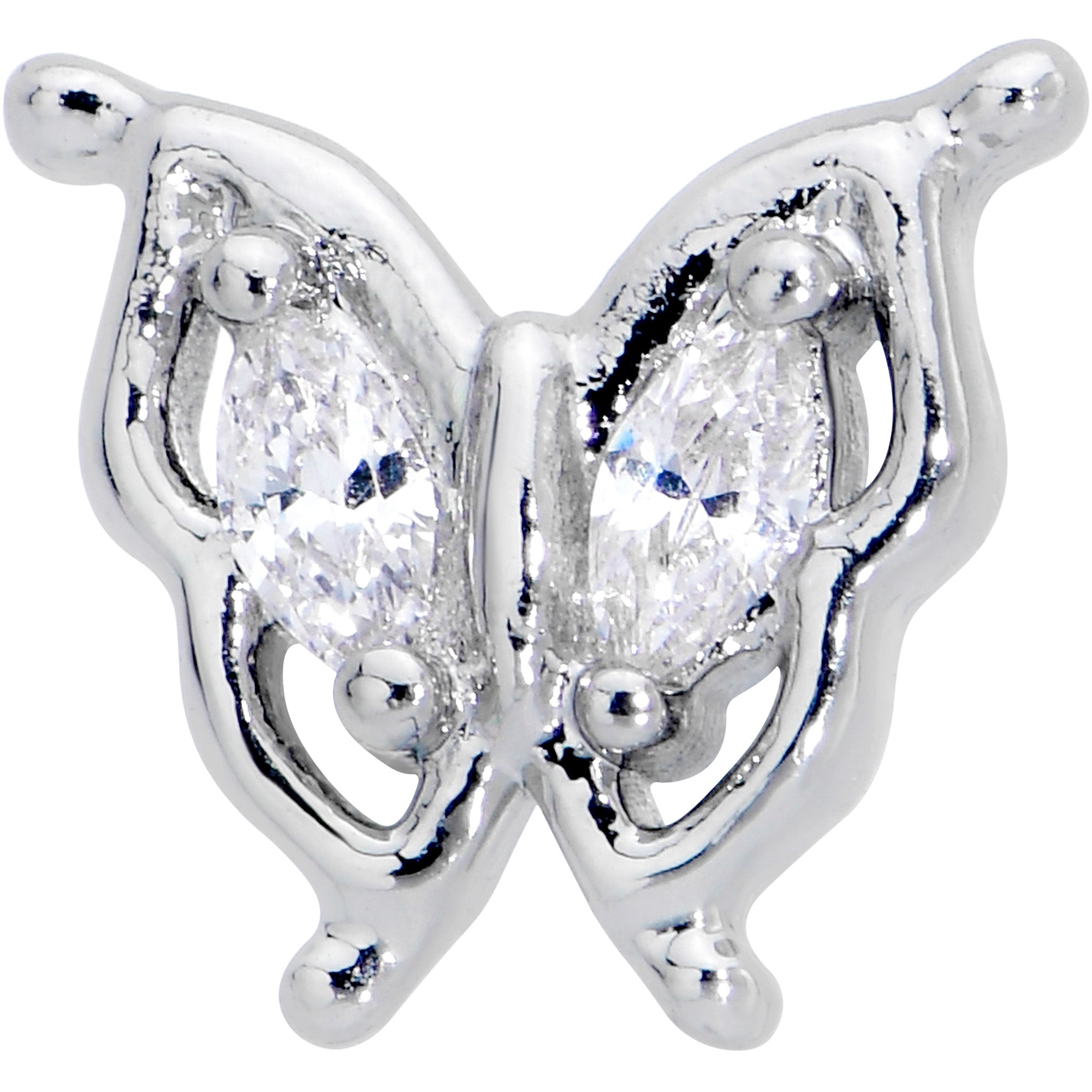 16G 5/16 Clear Gem Fancy Fab Butterfly Internally Threaded Labret