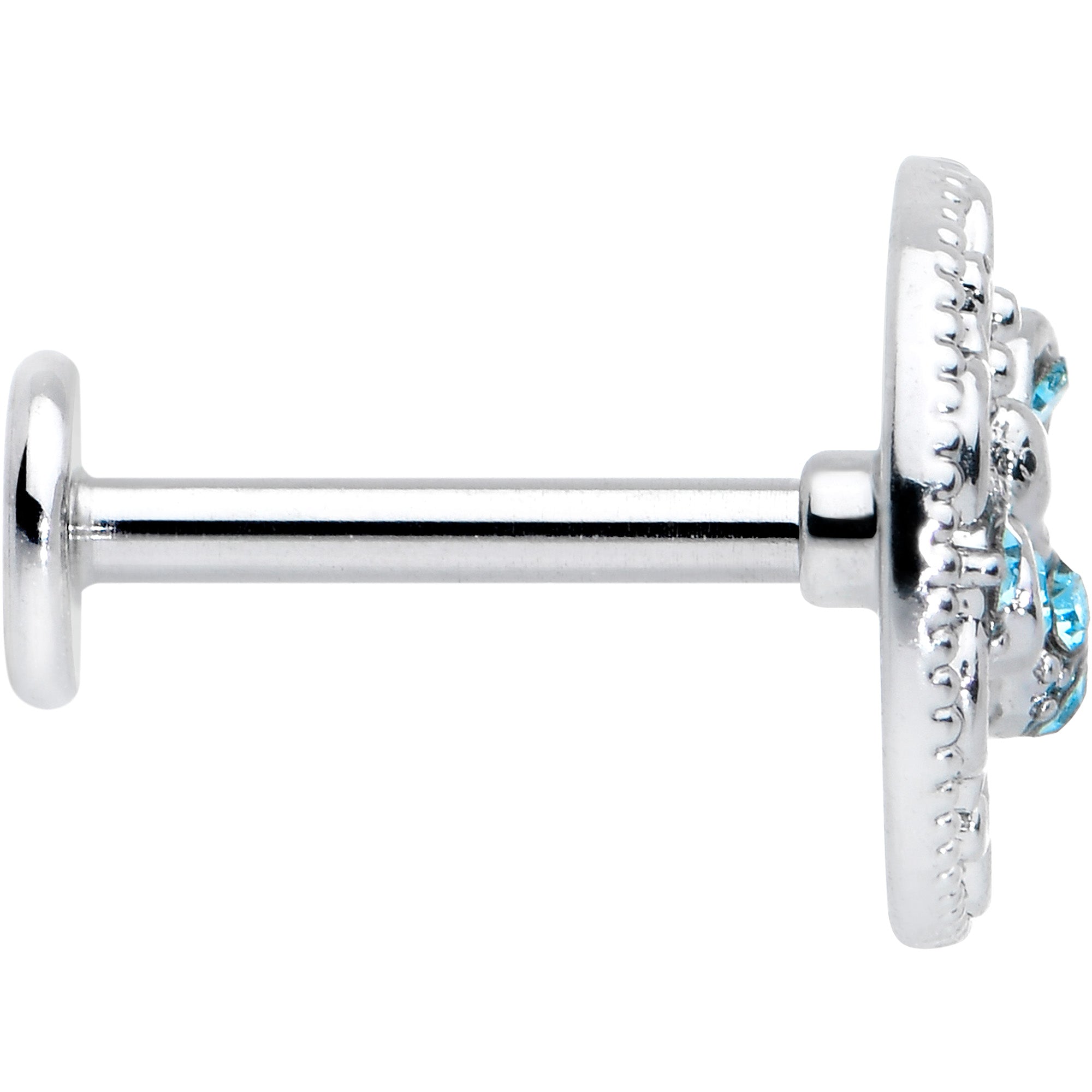 16G 5/16 Blue Gem Lunar Dragonfly Internally Threaded Labret Tragus