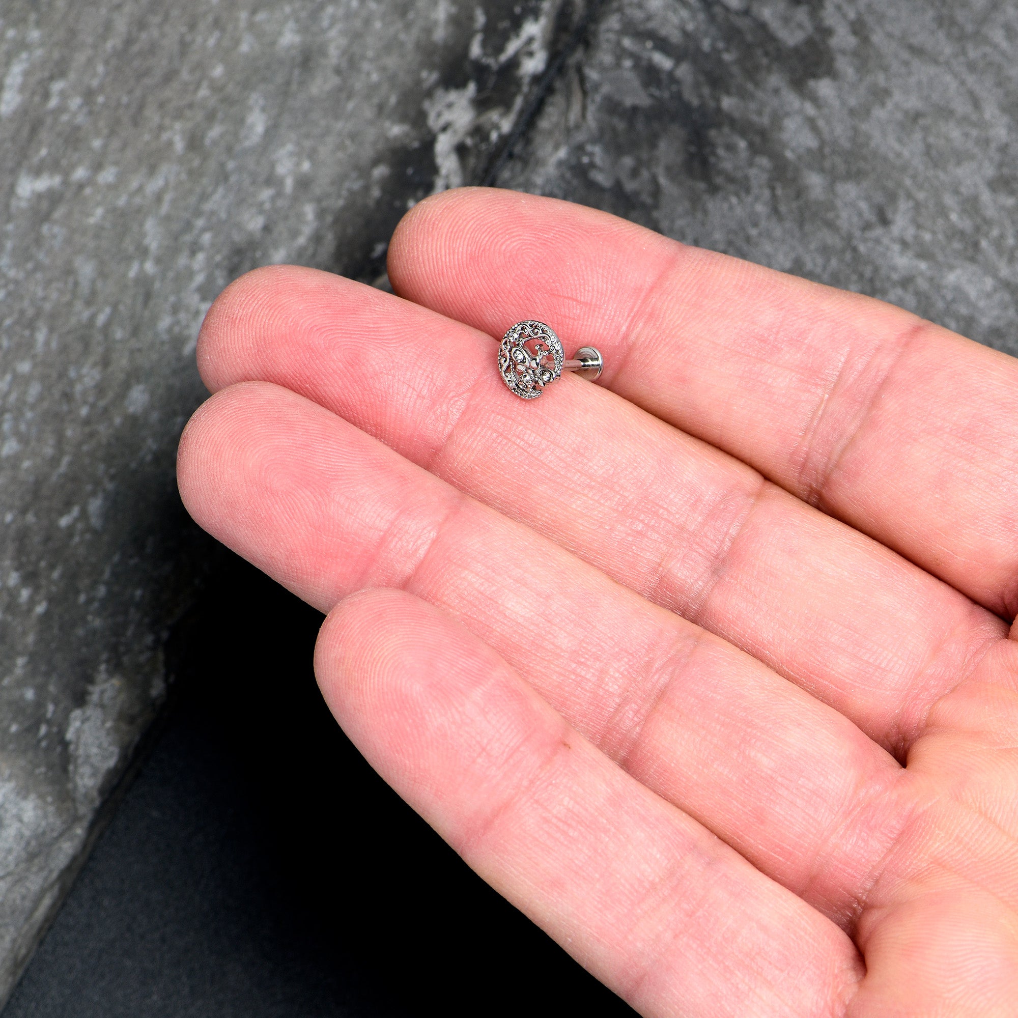 16G 5/16 Clear Gem Lunar Dragonfly Internally Threaded Labret Tragus