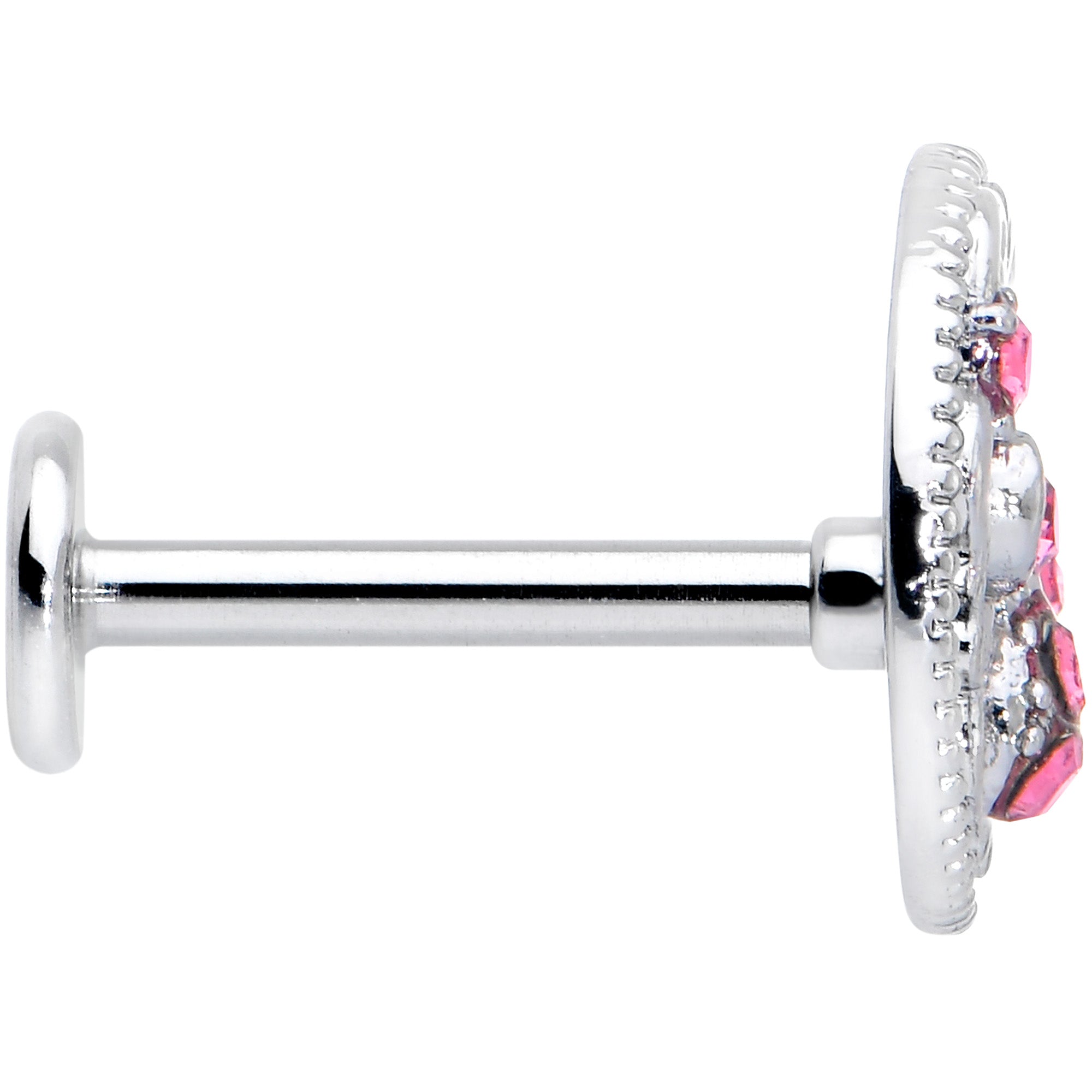 16G 5/16 Pink Gem Lunar Dragonfly Internally Threaded Labret Tragus