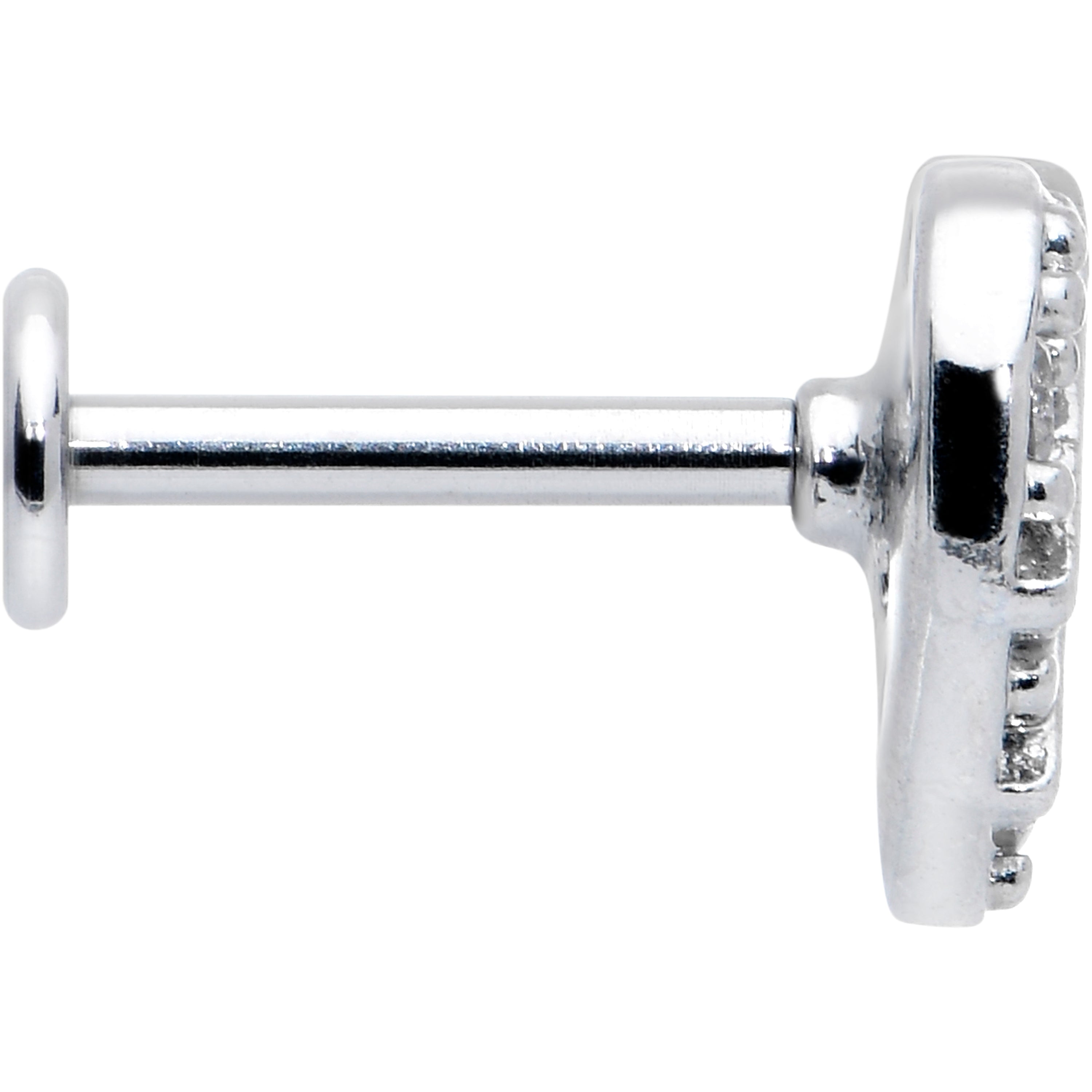 16G 5/16 Clear CZ Gem Lattice Hear Internally Threaded Labret