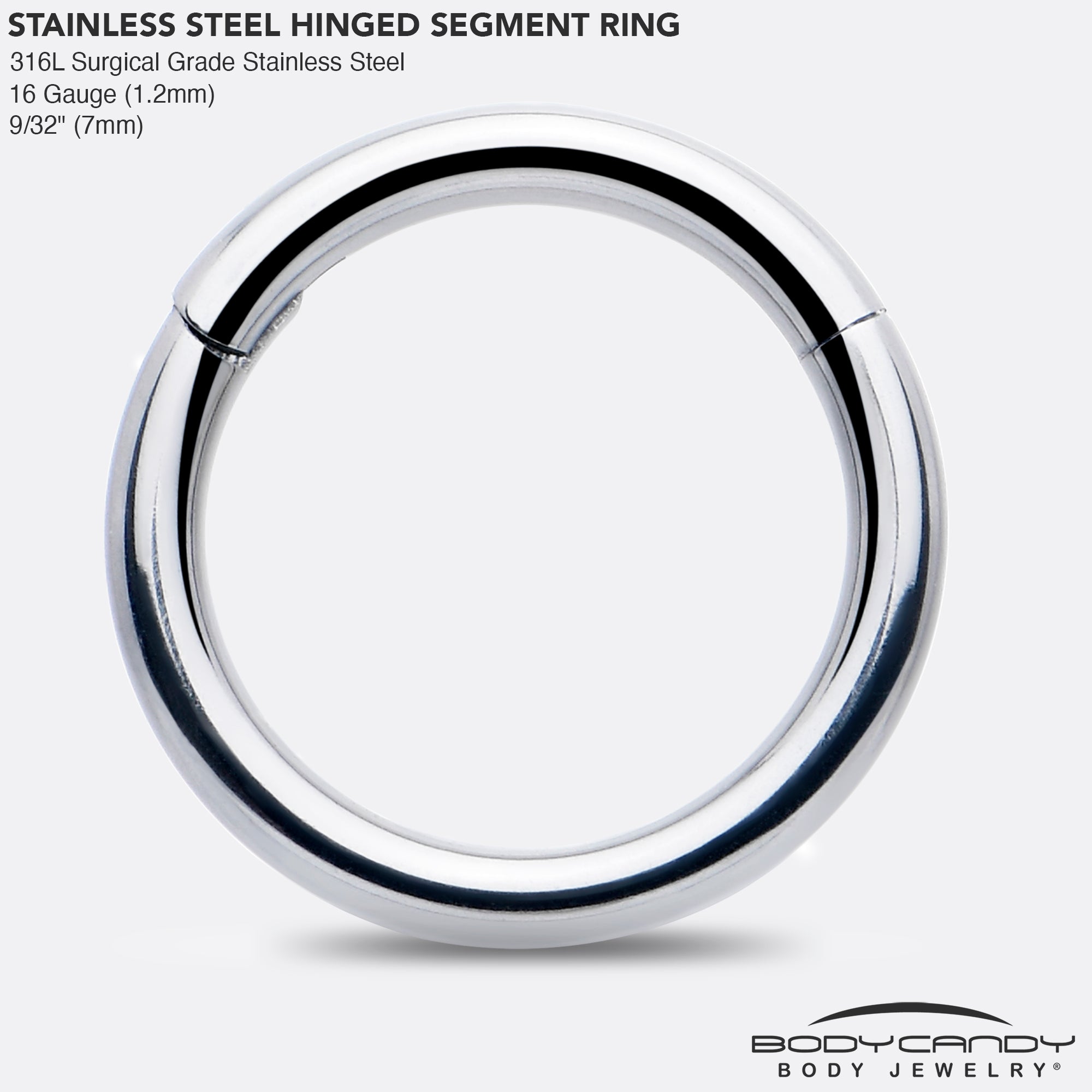 16G 7mm 316L Surgical Steel Precision Hinged Segment Hoop